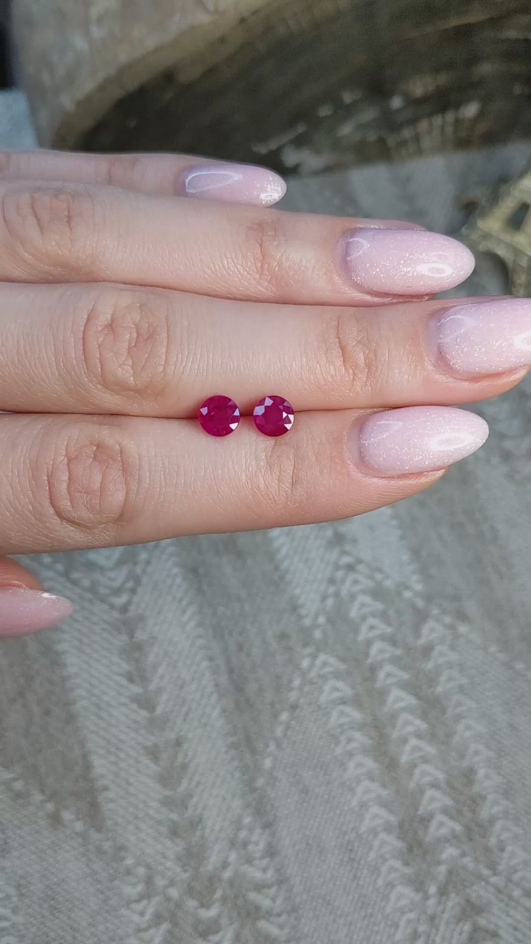 1.76 Ct.Tw.Total Carat Weight Pinkish Red Ruby Pair from Mozambique Size Video
