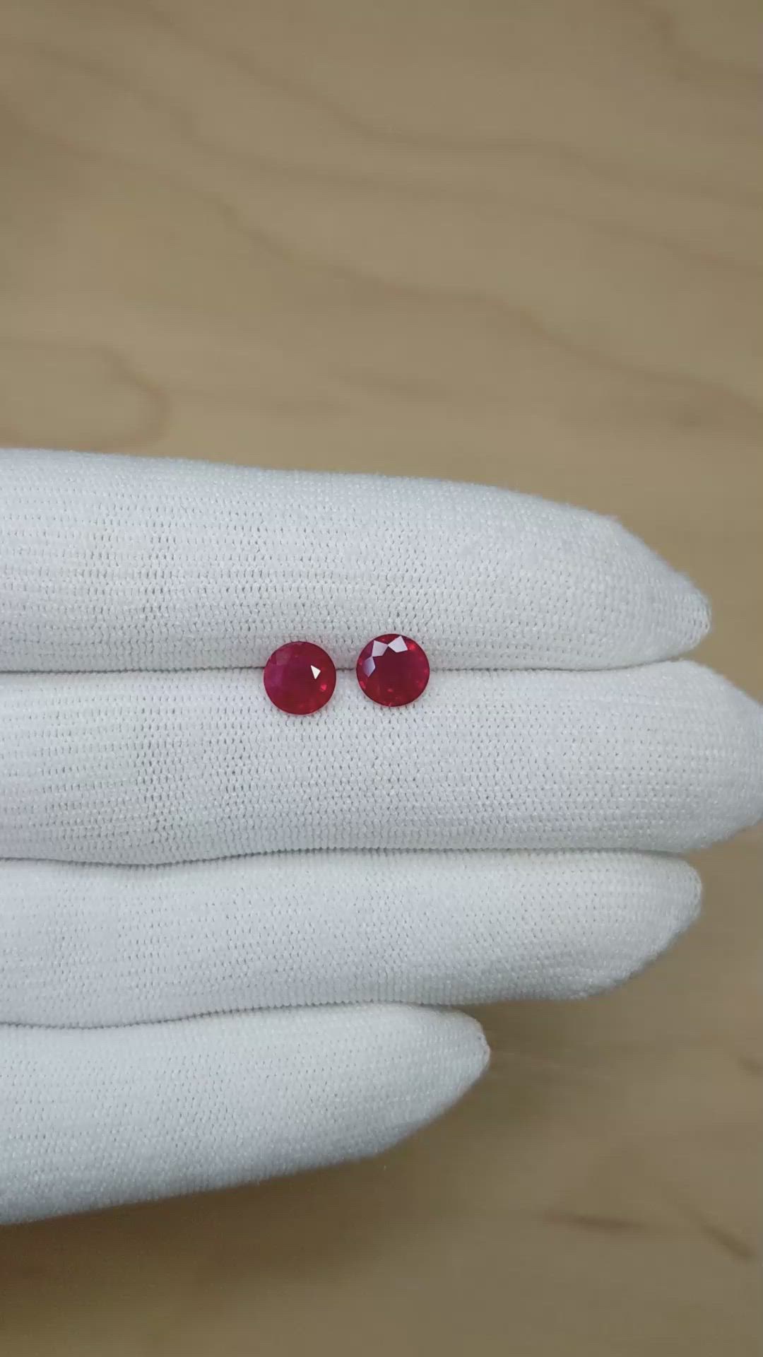 2.41&nbsp;Ct.Tw.Total Carat Weight Ruby Pair from Mozambique Size Video