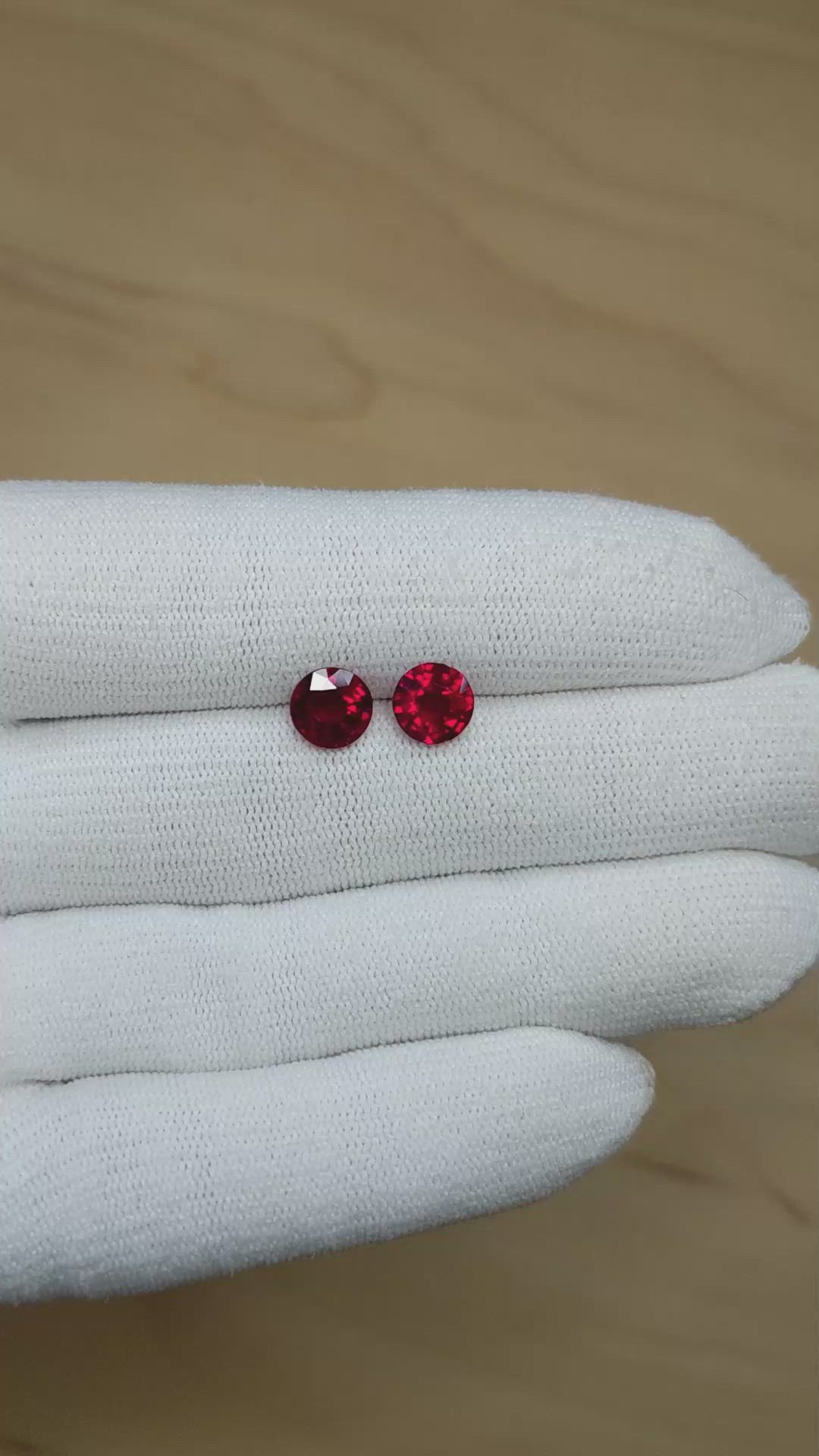 2.83 Ct.Tw.Total Carat Weight Ruby Pair from Burma (Myanmar) Size Video