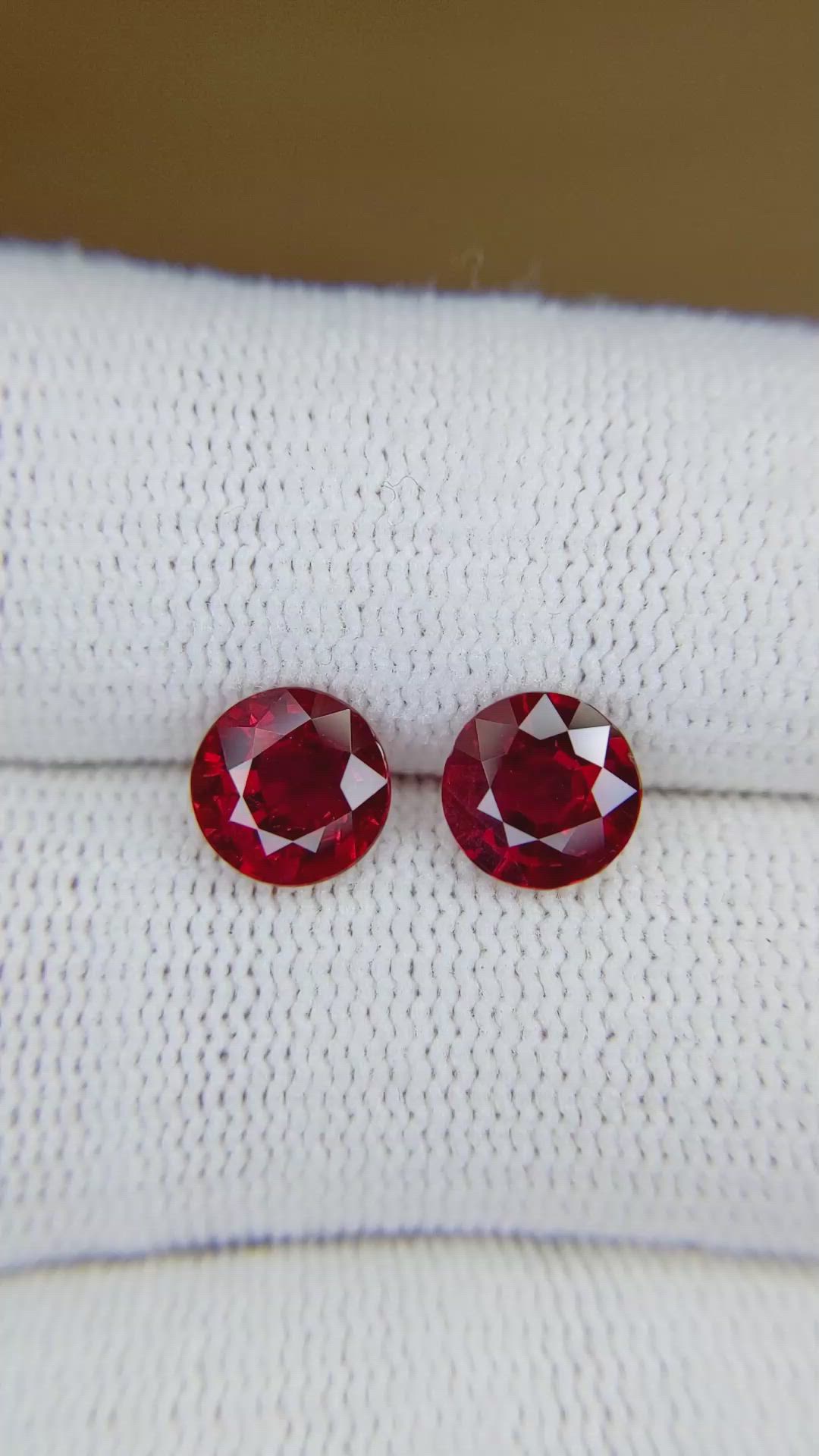 2.83 Ct.Tw.Total Carat Weight Ruby Pair from Burma (Myanmar) Size Video