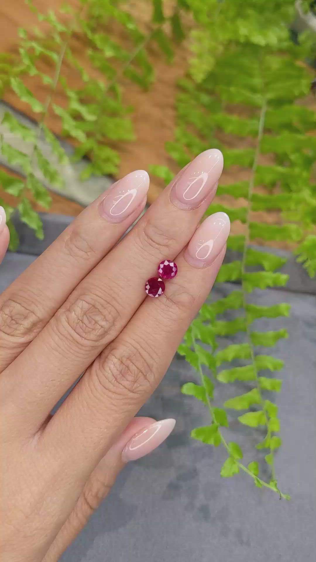1.29&nbsp;Ct.Tw.Total Carat Weight Purplish Red Ruby Pair from Mozambique Size Video