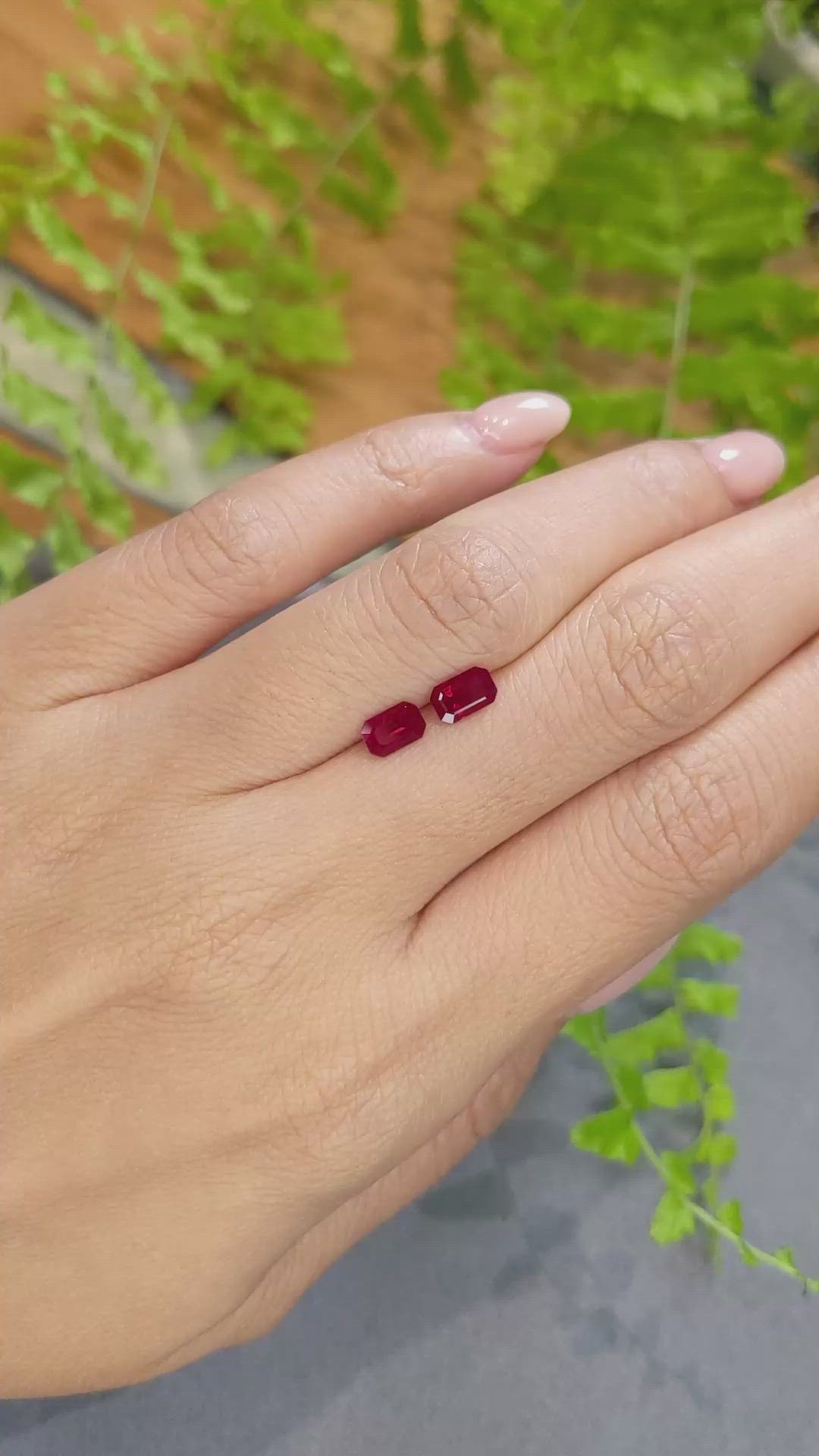 1.27 Ct.Tw.Total Carat Weight Ruby Pair from Mozambique Size Video
