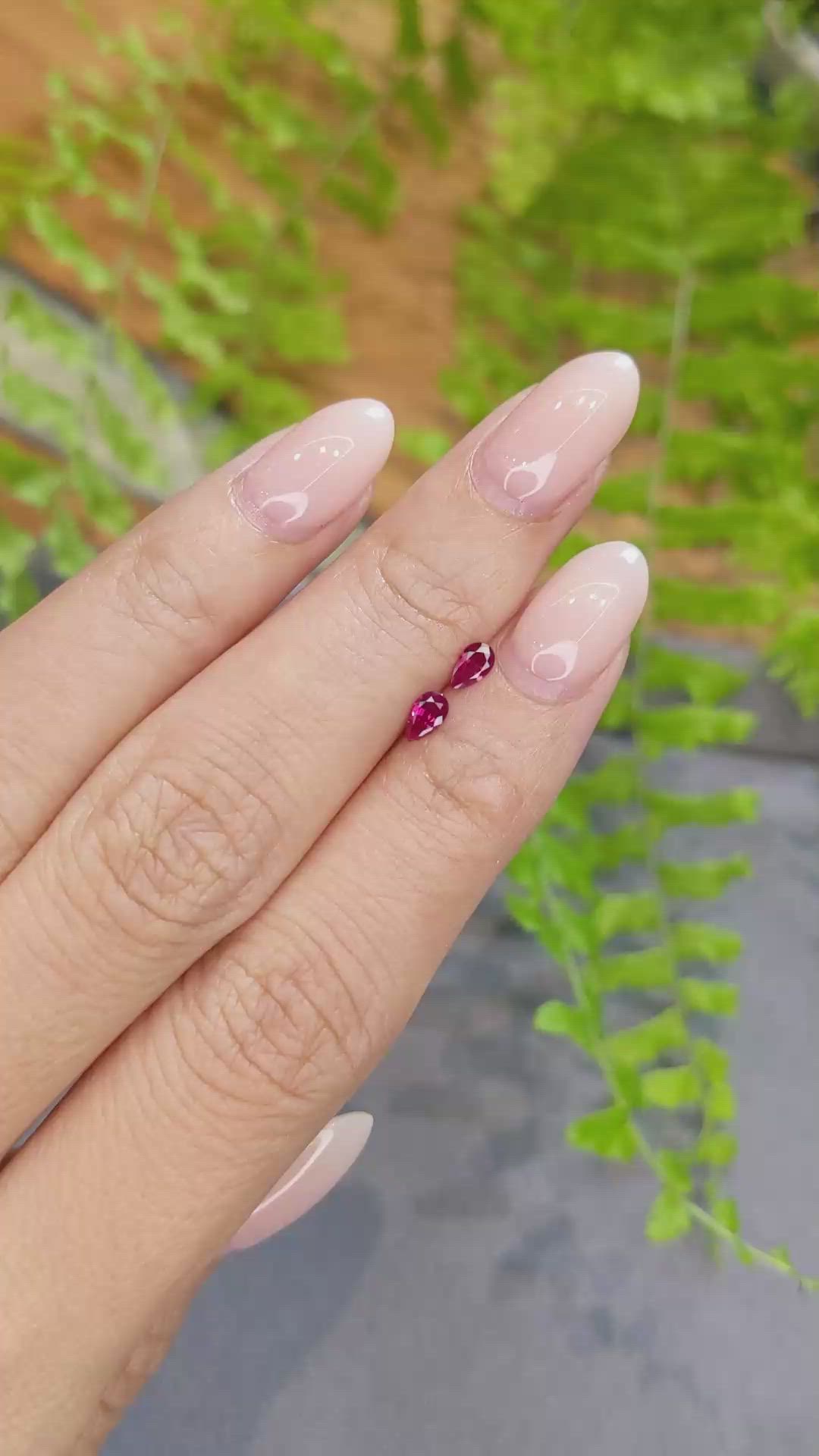 0.41 Ct.Tw.Total Carat Weight Ruby Pair from Mozambique Size Video