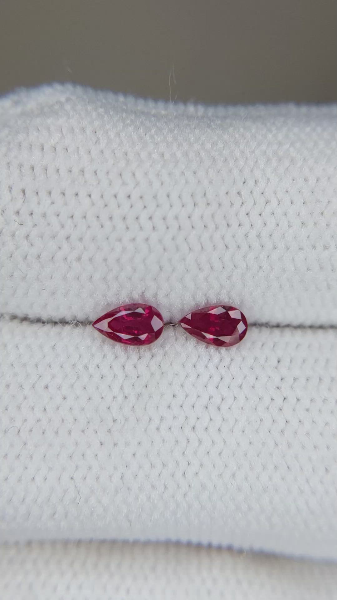 0.41 Ct.Tw.Total Carat Weight Ruby Pair from Mozambique Size Video