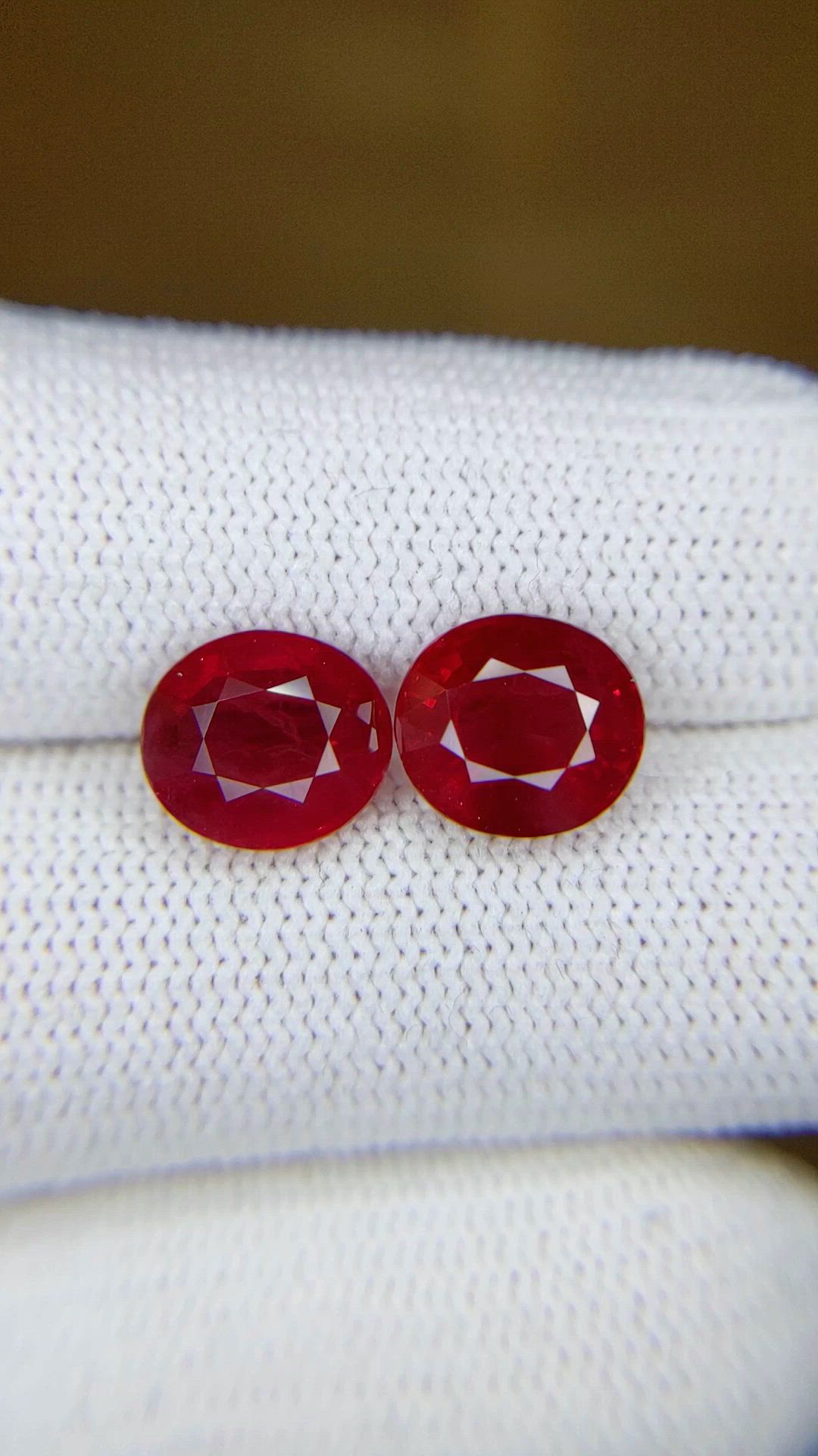 6.18&nbsp;Ct.Tw.Total Carat Weight Ruby Pair from Burma (Myanmar) Size Video