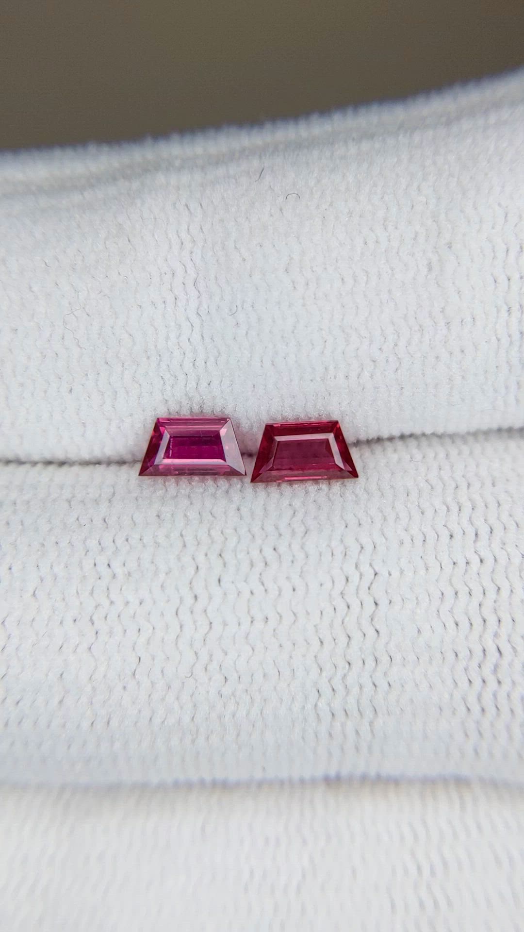 0.70&nbsp;Ct.Tw.Total Carat Weight Purplish Red Ruby Pair from Mozambique Size Video
