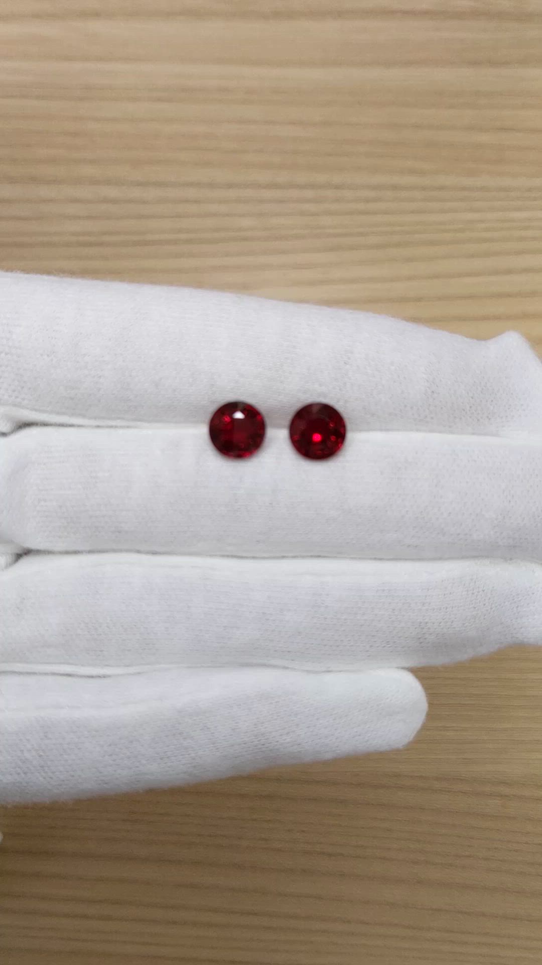 3.90 Ct.Tw.Total Carat Weight Ruby Pair from Madagascar Size Video