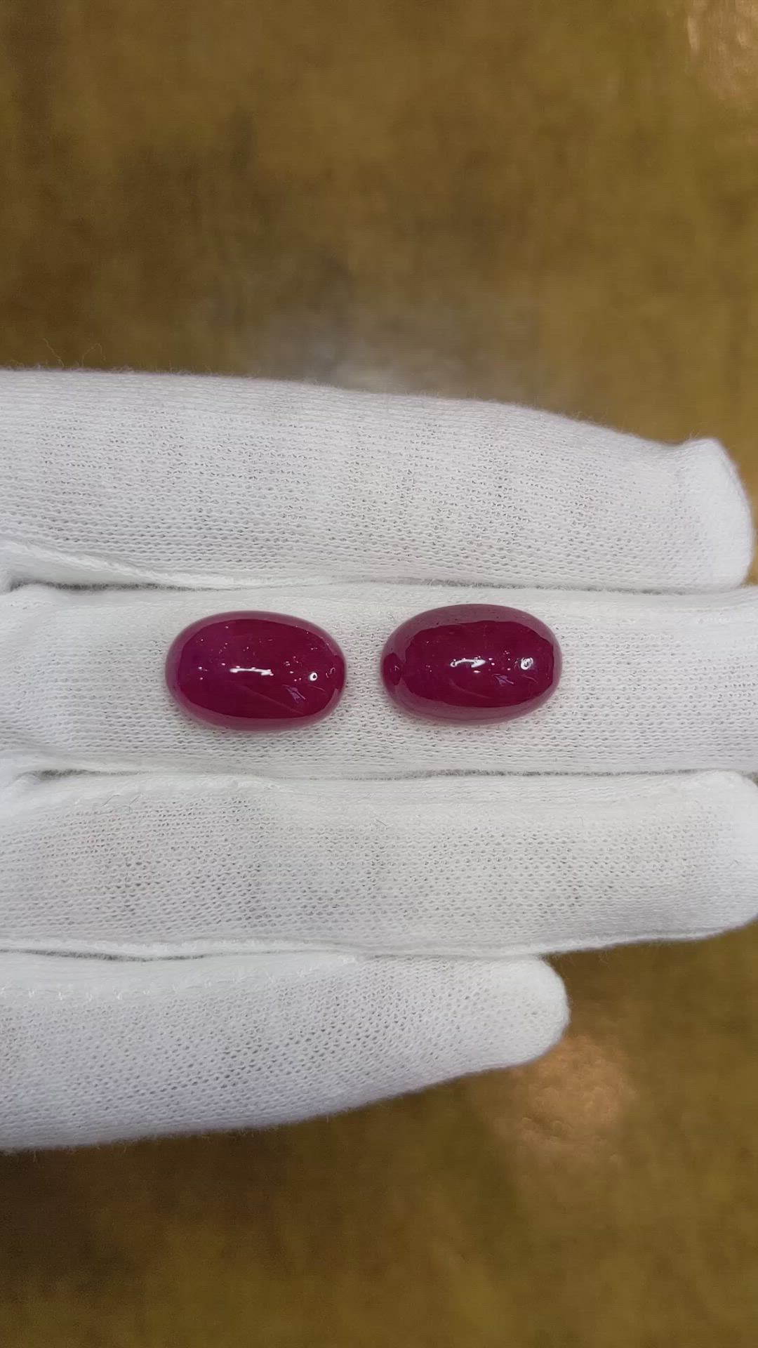 20.27 Ct.Tw.Total Carat Weight Cabochon Ruby Pair from Mozambique Size Video