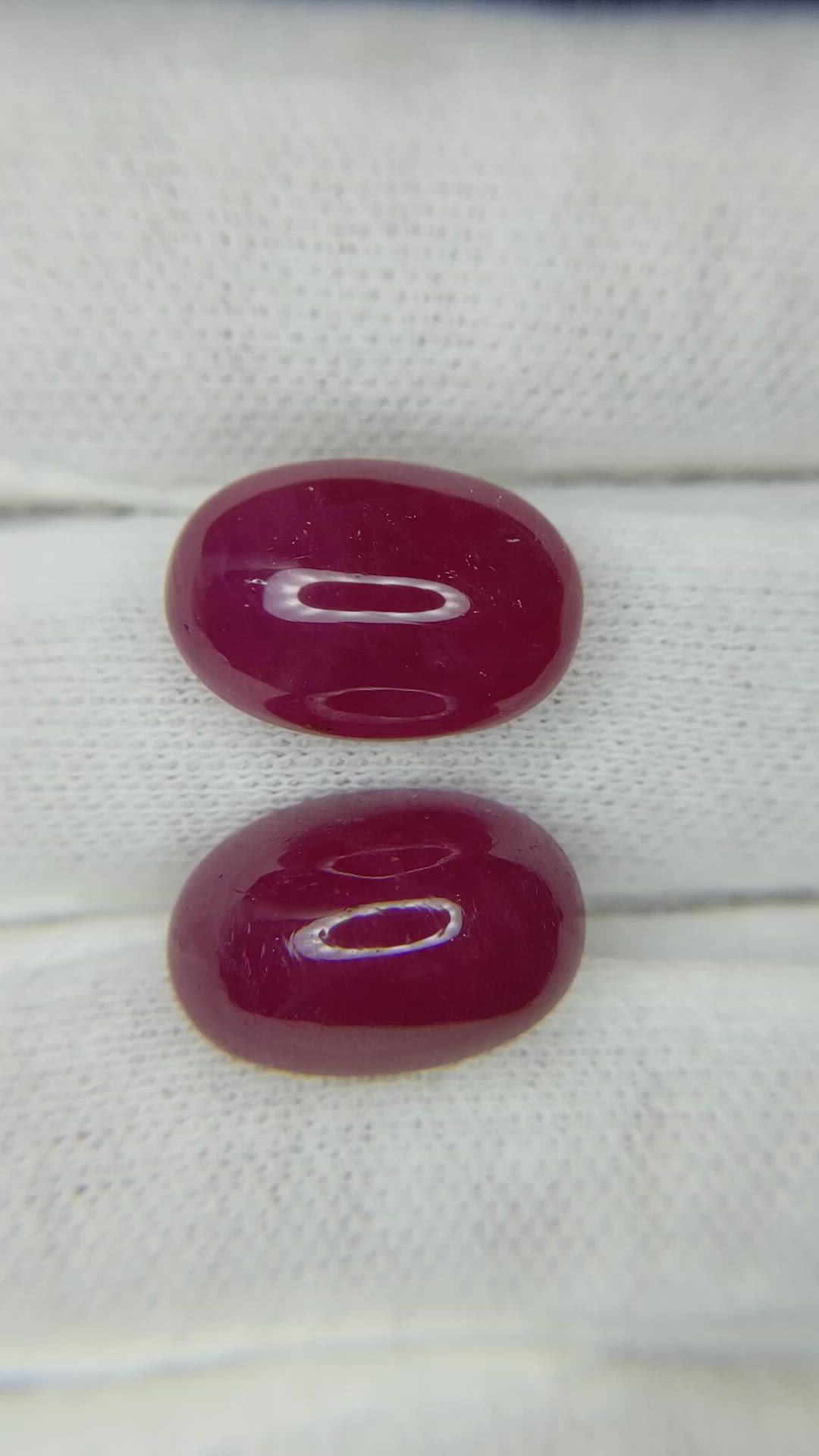 20.27 Ct.Tw.Total Carat Weight Cabochon Ruby Pair from Mozambique Size Video