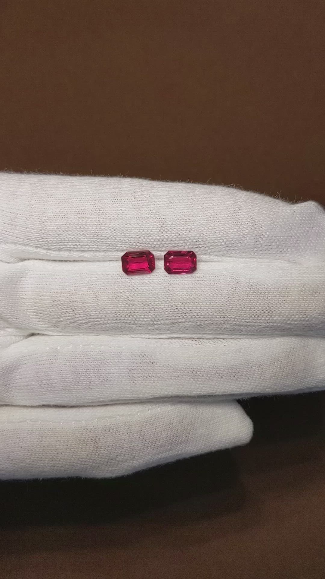 2.18 Ct.Tw.Total Carat Weight Ruby Pair from Mozambique Size Video