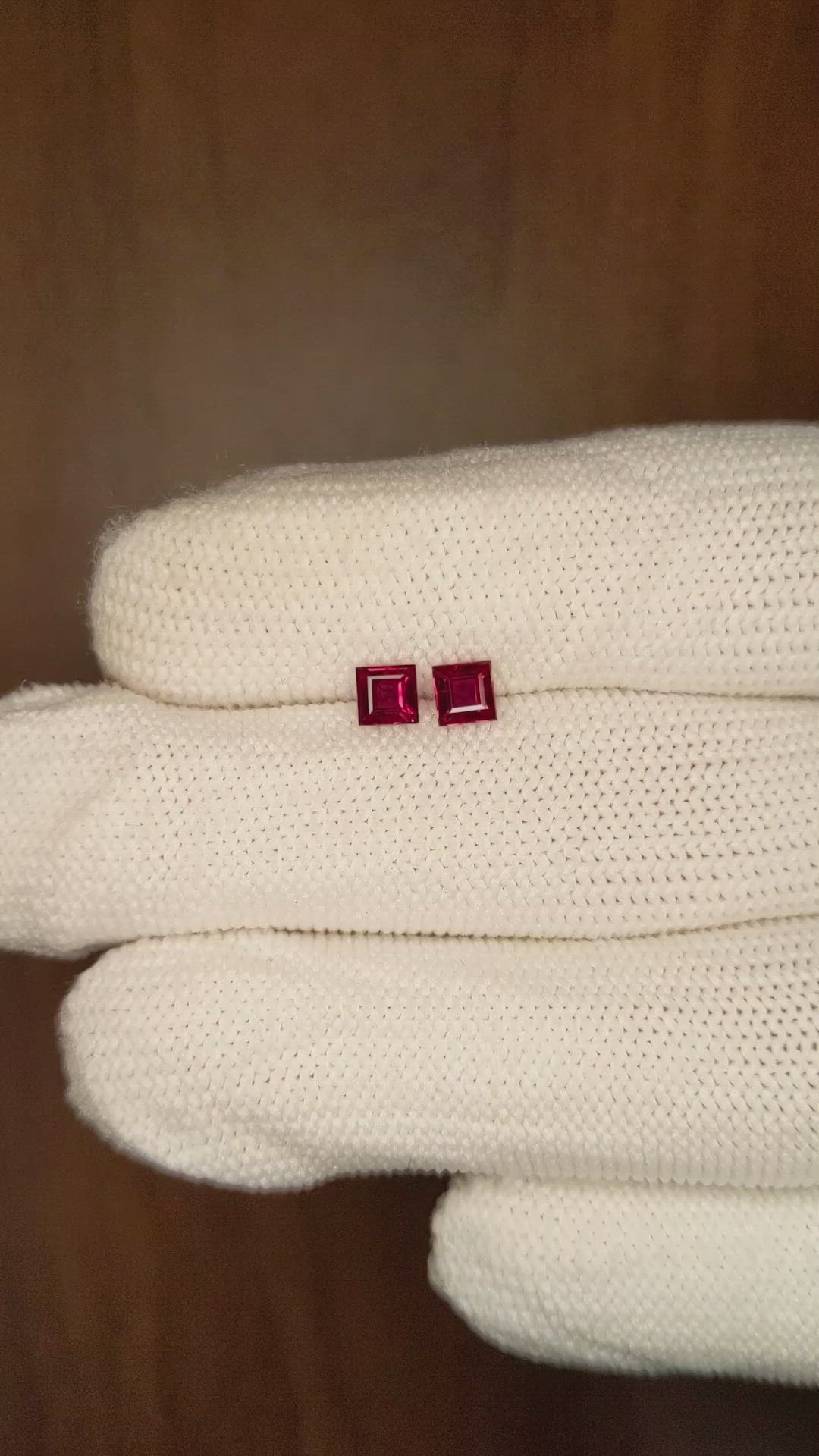 0.70 Ct.Tw.Total Carat Weight Ruby Pair from Mozambique Size Video