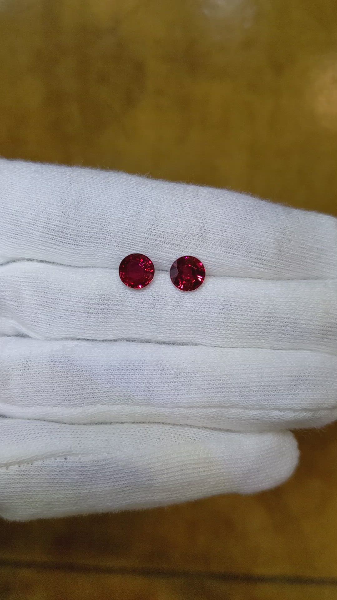 3.02 Ct.Tw.Total Carat Weight Ruby Pair from Madagascar Size Video