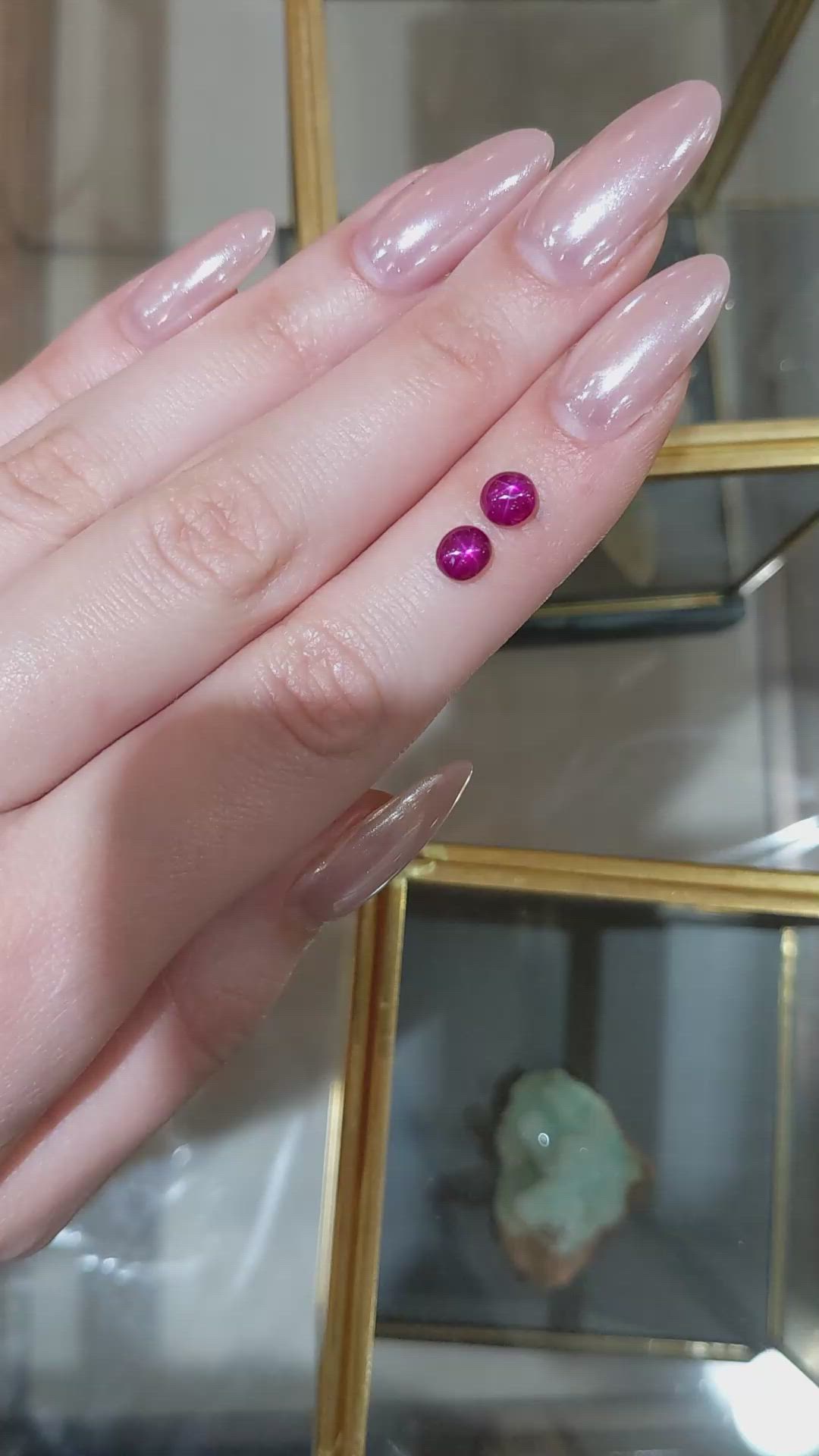 2.28&nbsp;Ct.Tw.Total Carat Weight Star Ruby Pair from Burma (Myanmar) Size Video