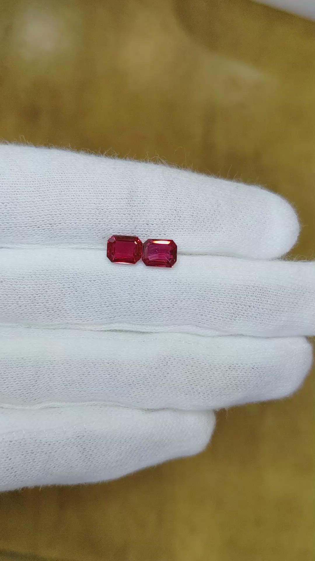 2.14 Ct.Tw.Total Carat Weight Ruby Pair from Mozambique Size Video