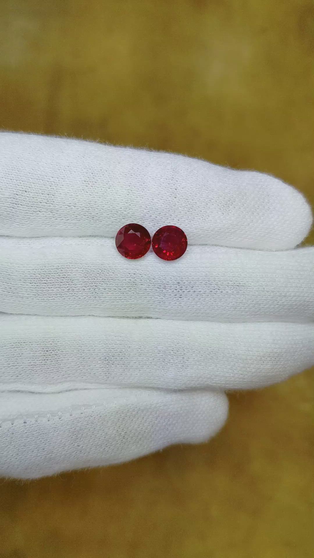 2.85 Ct.Tw.Total Carat Weight Ruby Pair from Mozambique Size Video