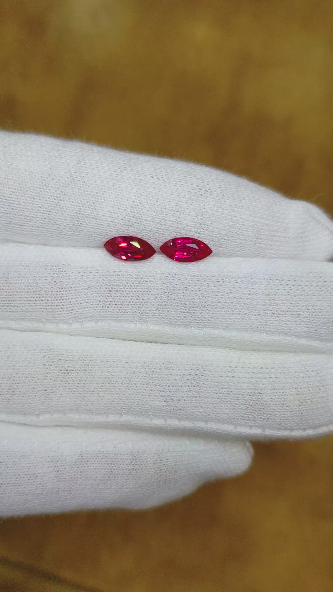 1.91 Ct.Tw.Total Carat Weight Ruby Pair from Mozambique Size Video