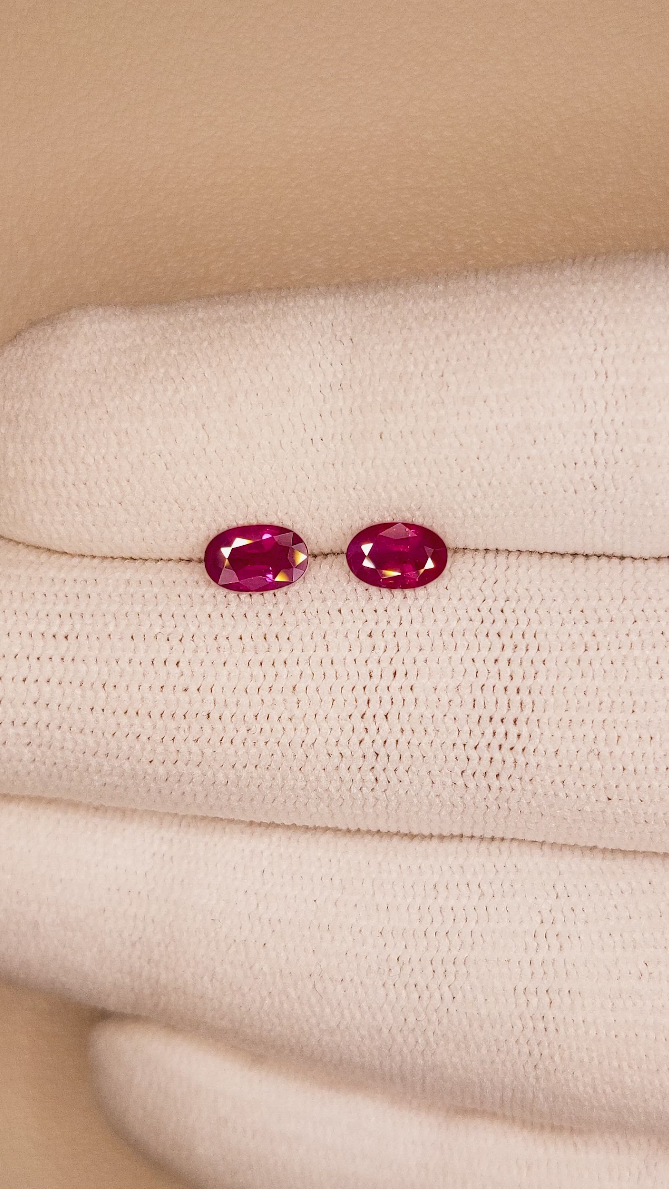 0.94 Ct.Tw.Total Carat Weight Ruby Pair from Mozambique Size Video