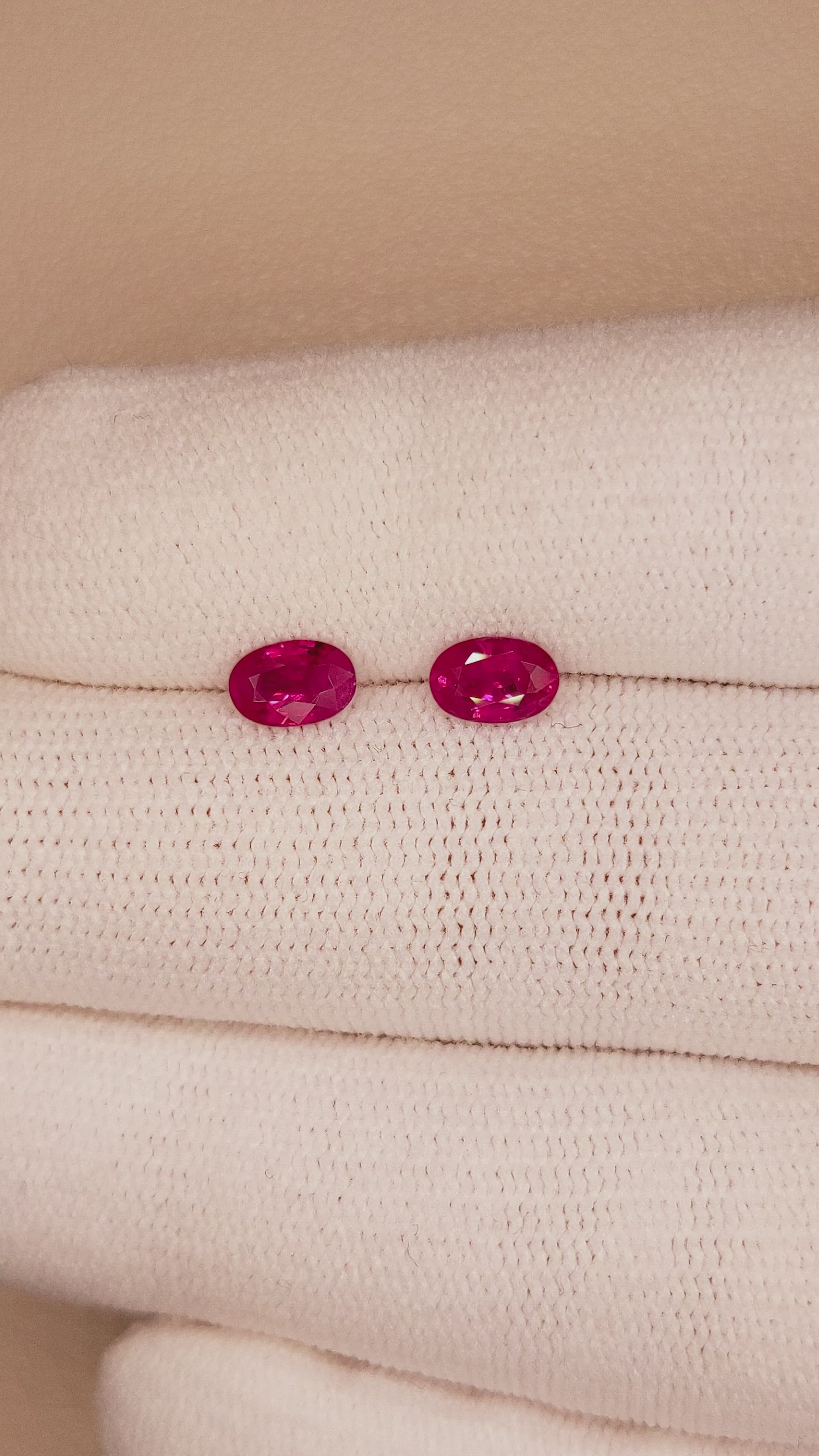 0.99 Ct.Tw.Total Carat Weight Ruby Pair from Mozambique Size Video