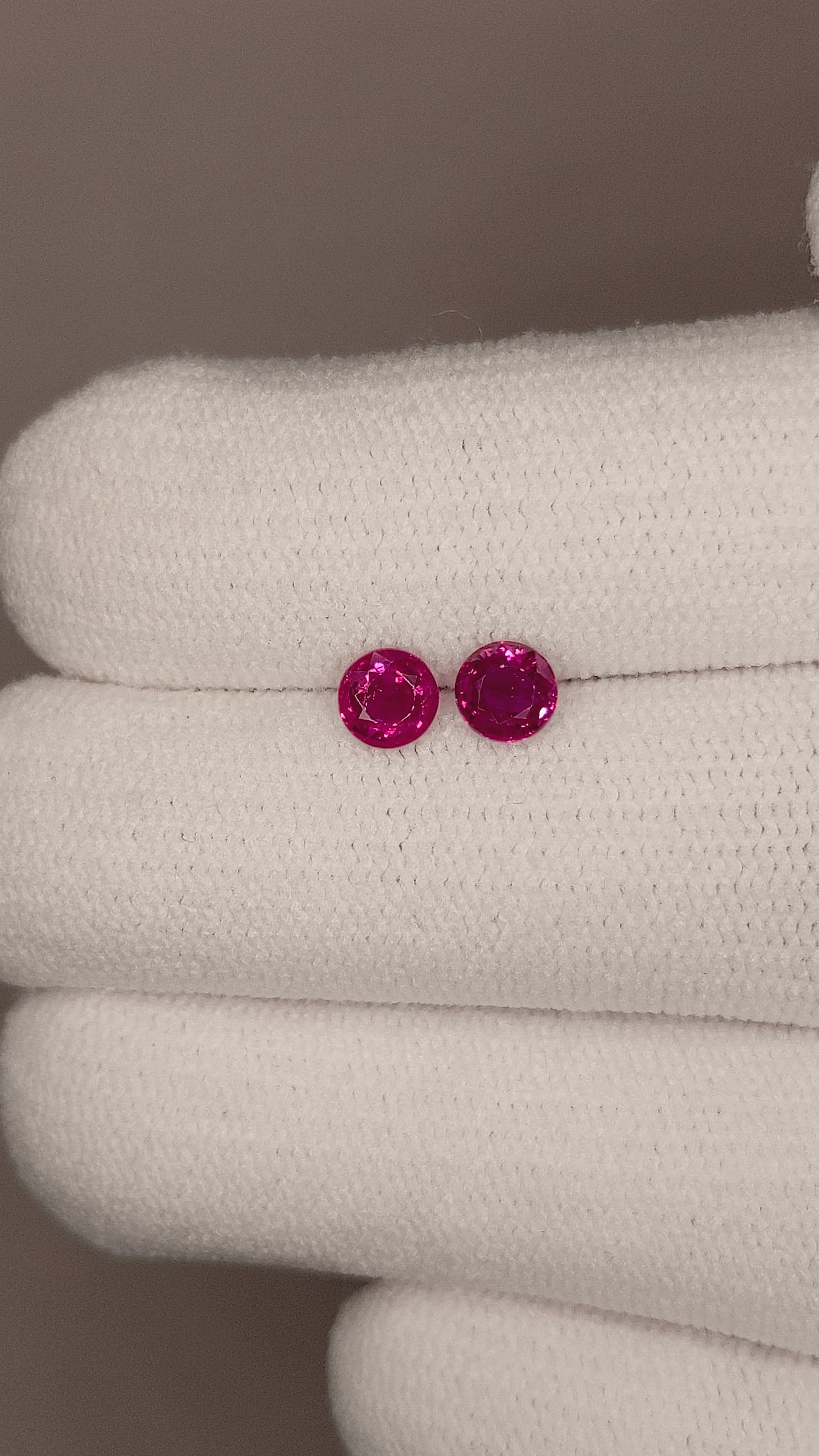 0.82 Ct.Tw.Total Carat Weight Ruby Pair from Mozambique Size Video