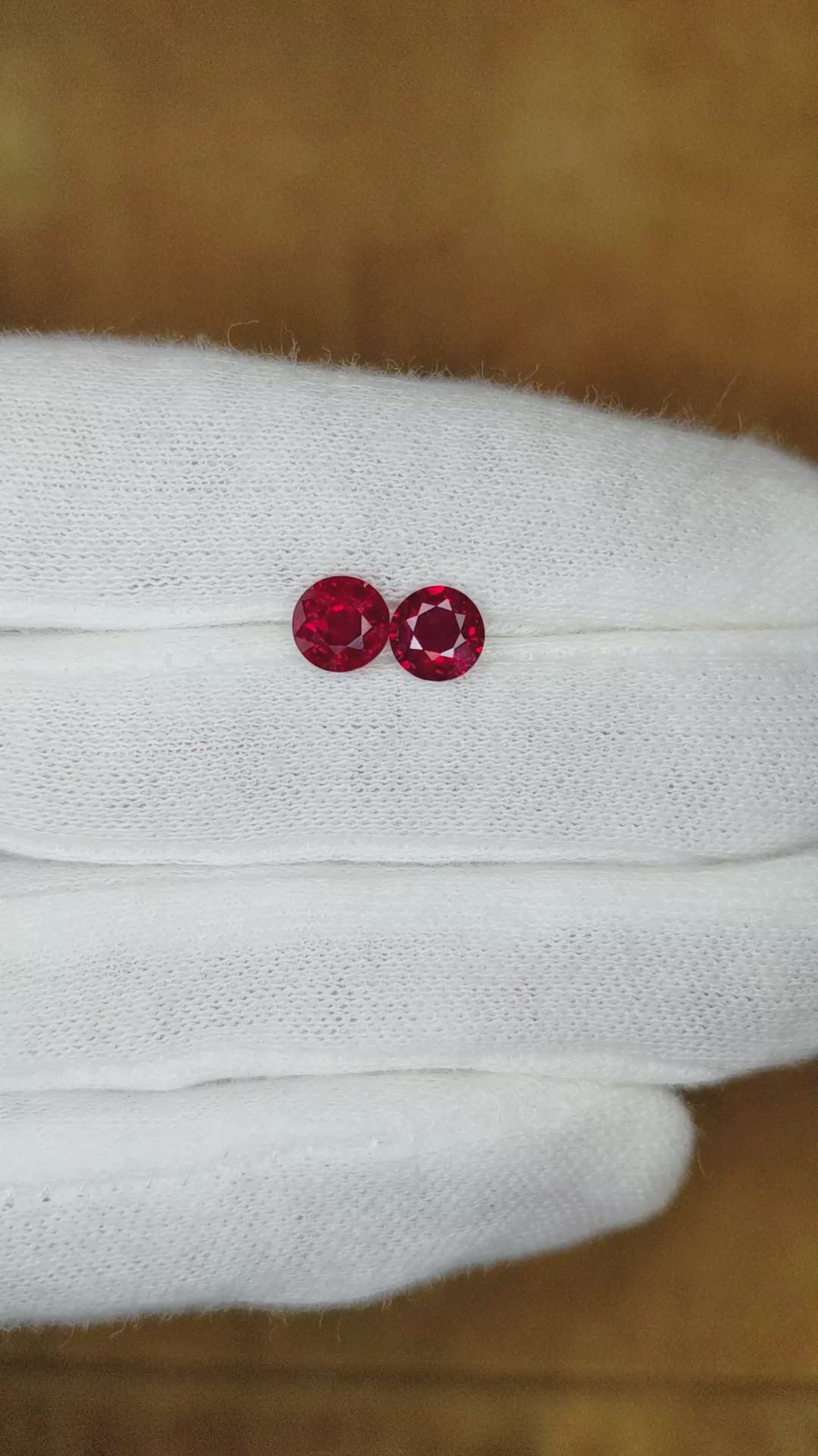 2.40 Ct.Tw.Total Carat Weight Ruby Pair from Mozambique Size Video