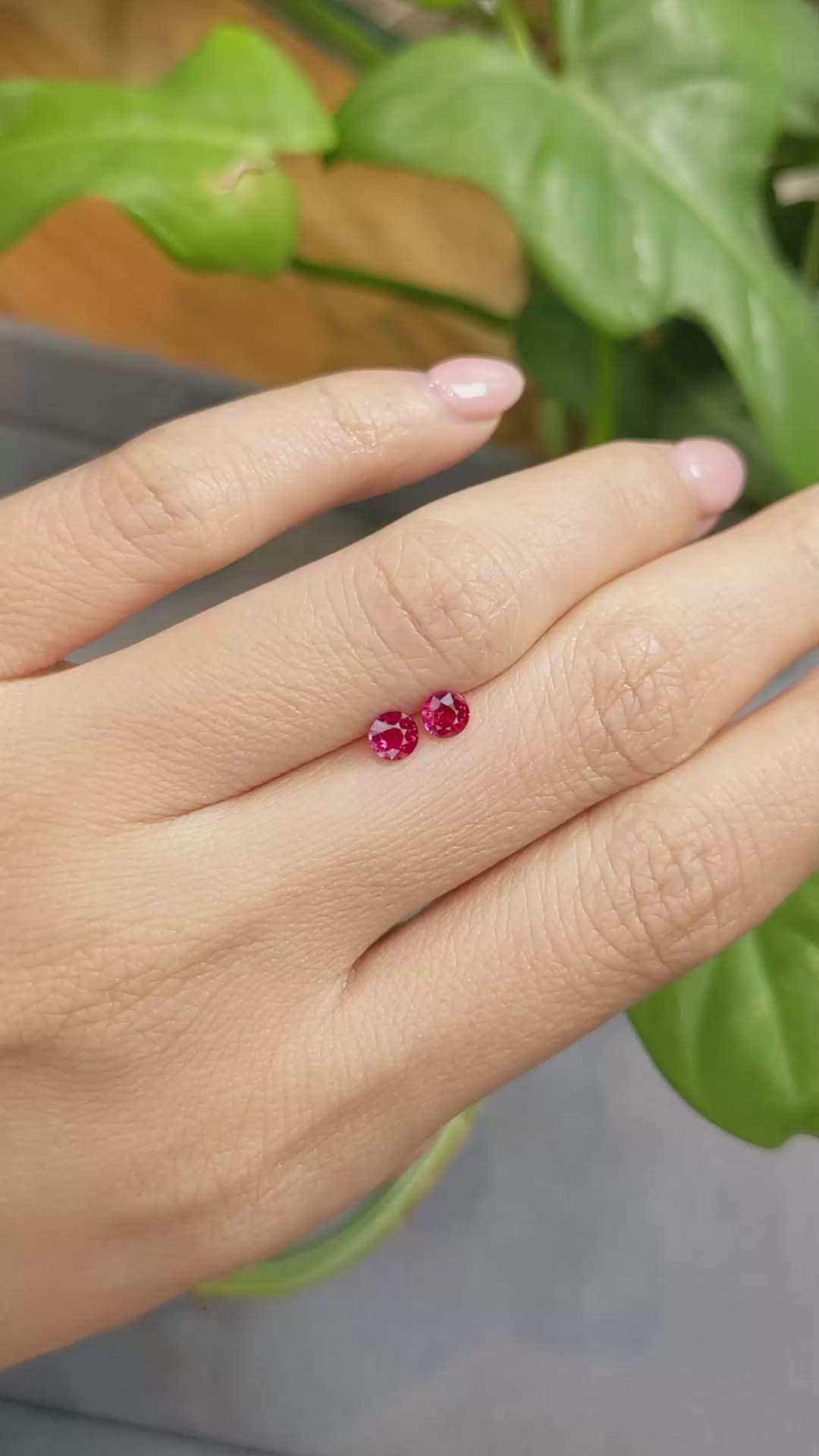 0.66 Ct.Tw.Total Carat Weight Ruby Pair from Mozambique Size Video