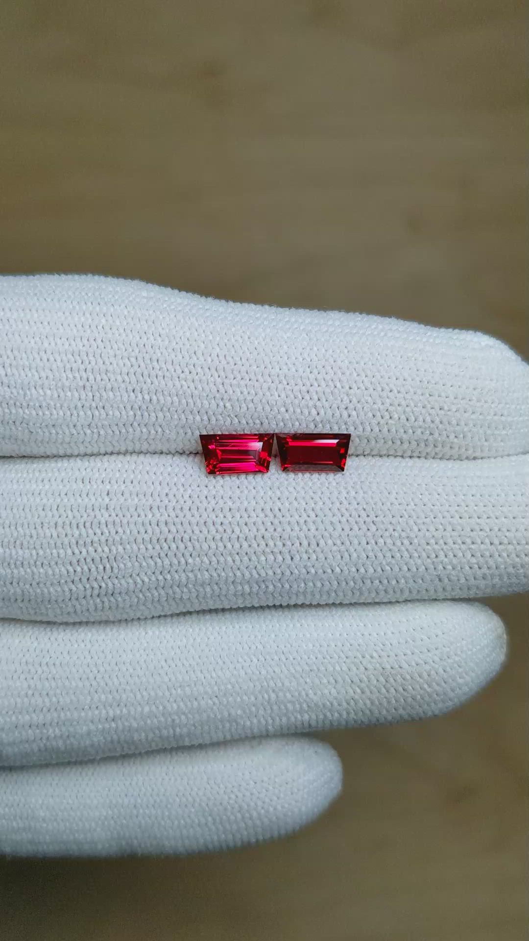 1.66 Ct.Tw.Total Carat Weight Ruby Pair from Mozambique Size Video