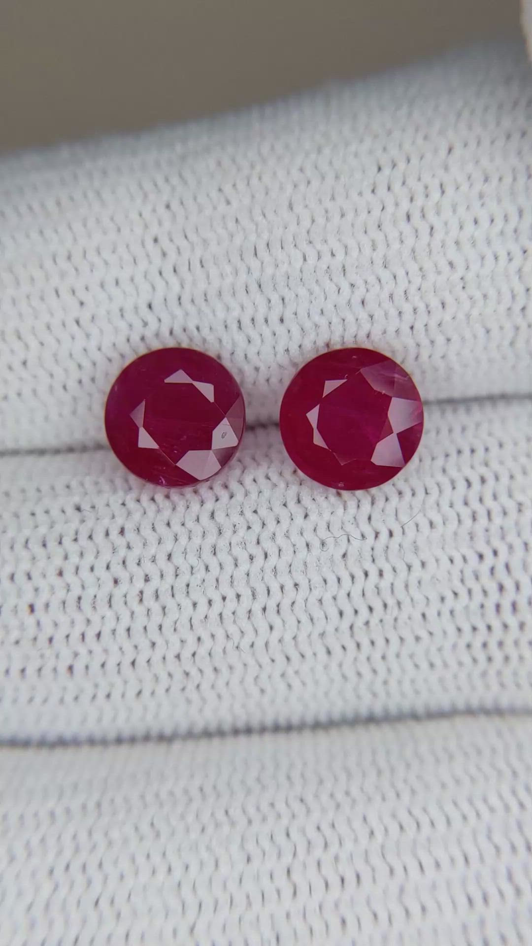 4.03 Ct.Tw.Total Carat Weight Ruby Pair from Burma (Myanmar) Size Video