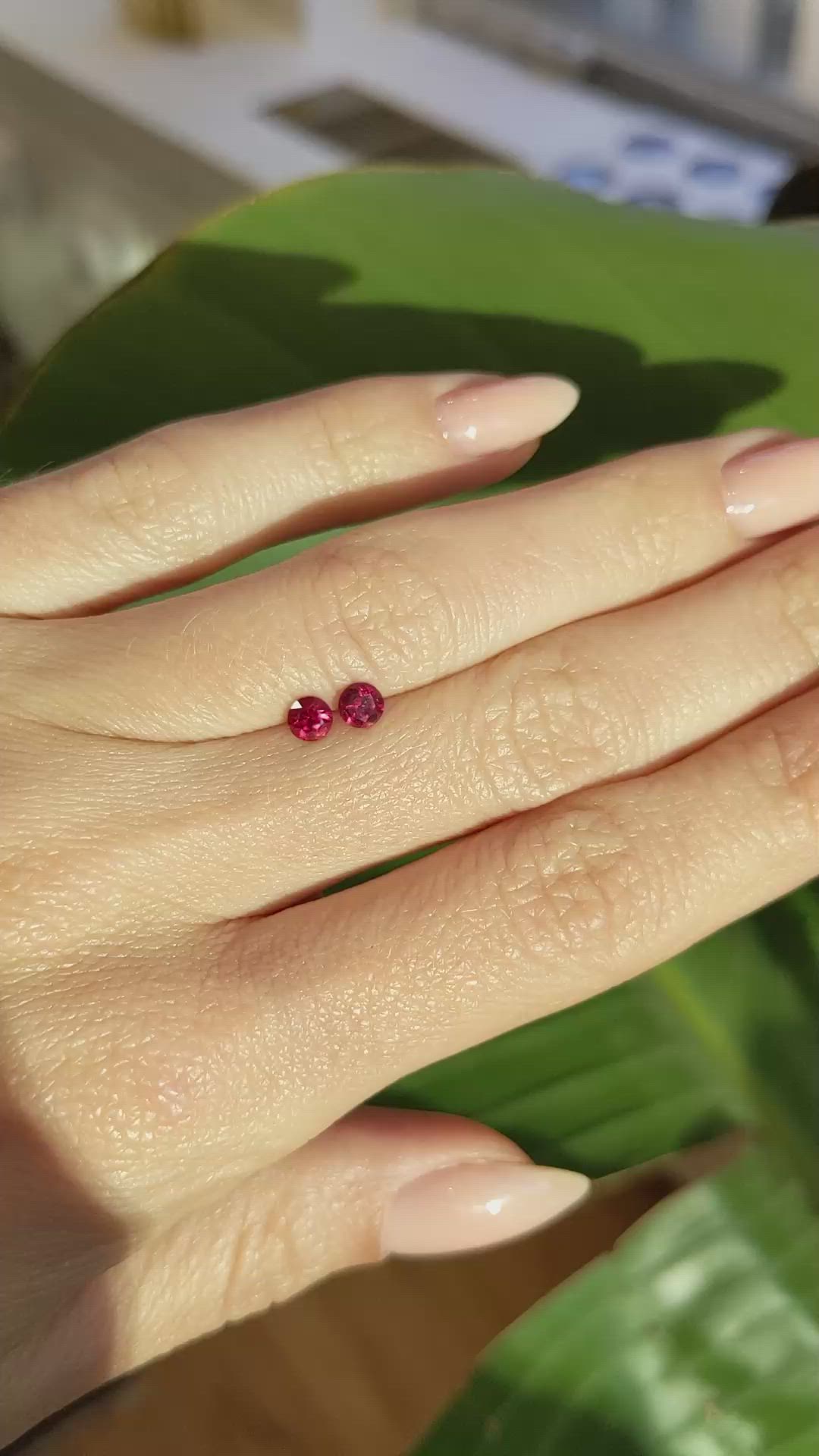 0.57 Ct.Tw.Total Carat Weight Ruby Pair from Mozambique Size Video