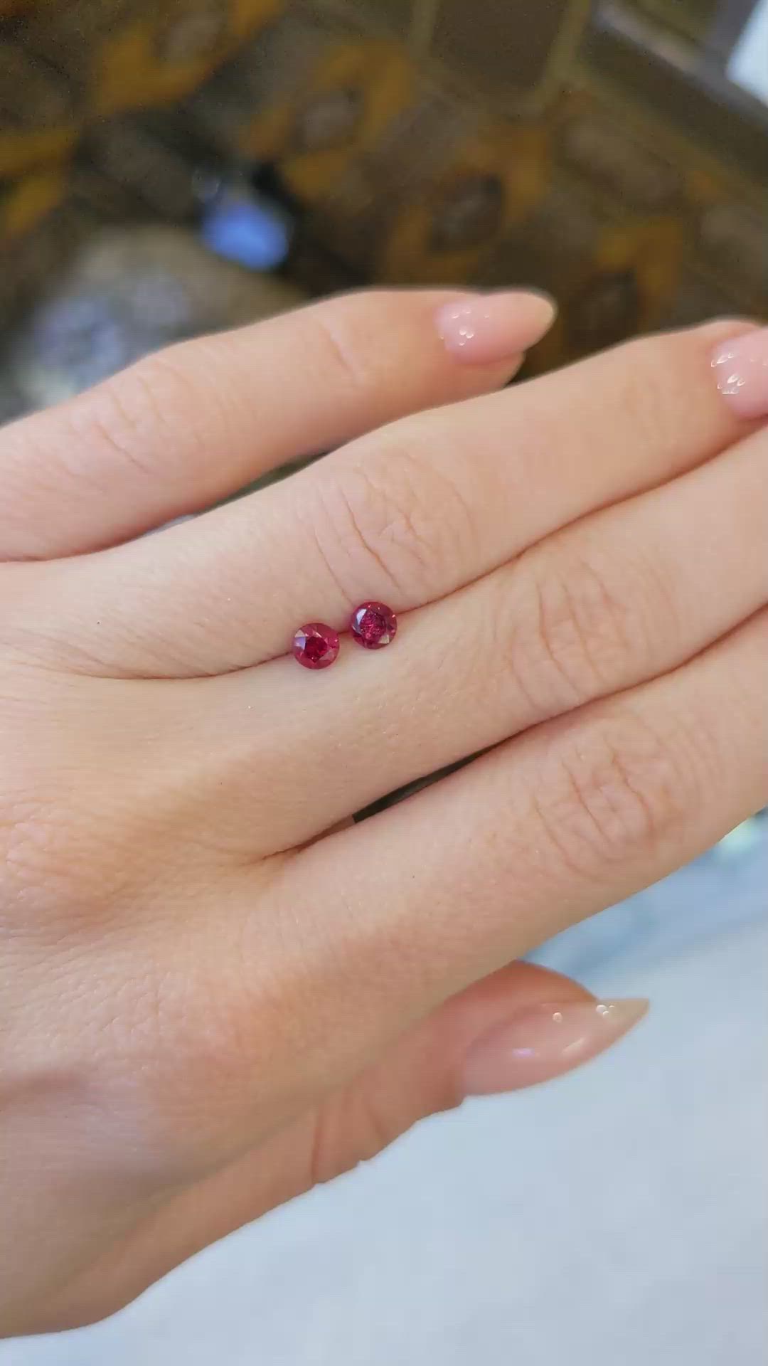 0.57 Ct.Tw.Total Carat Weight Ruby Pair from Mozambique Size Video