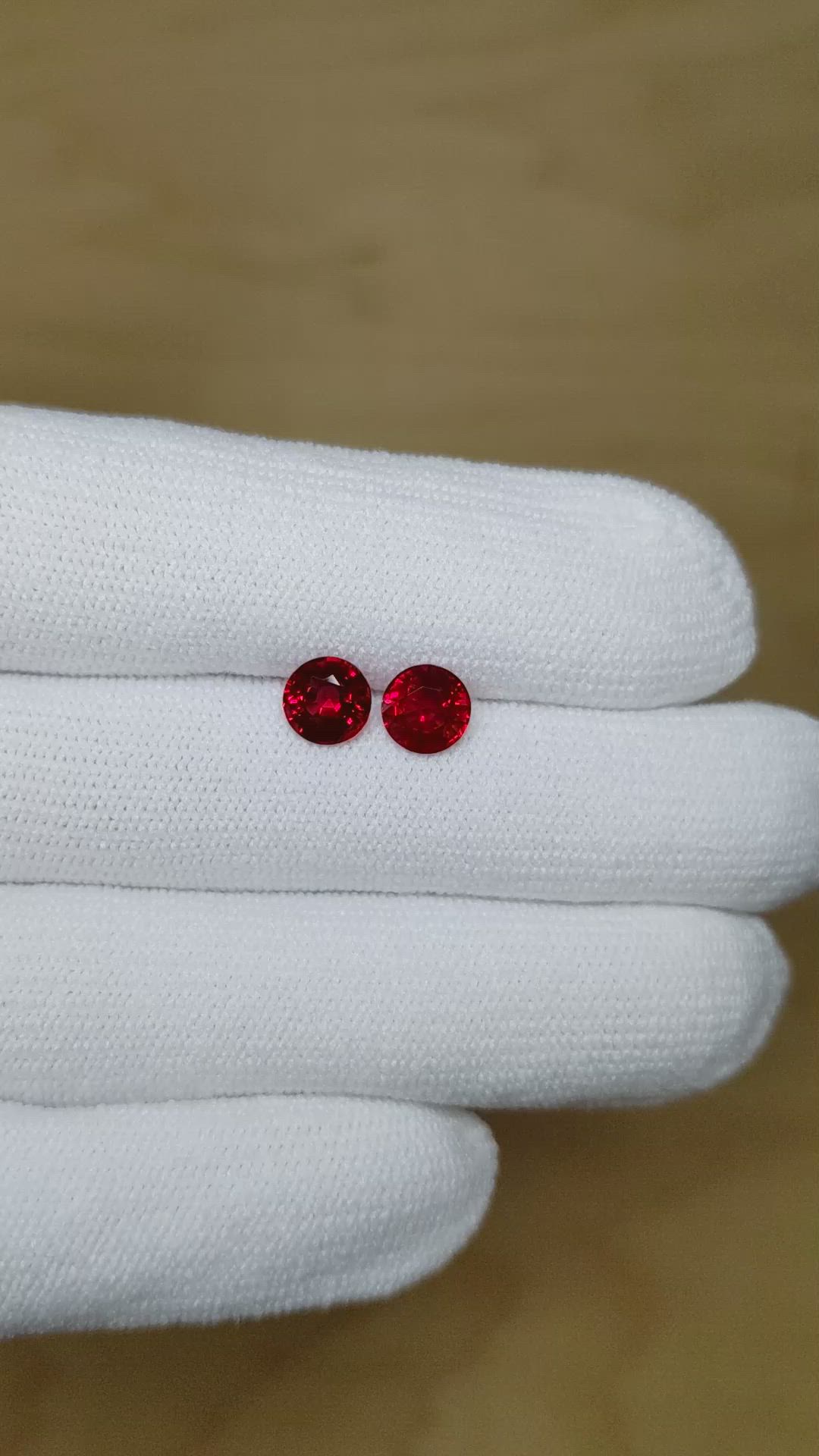 2.04 Ct.Tw.Total Carat Weight Ruby Pair from Mozambique Size Video