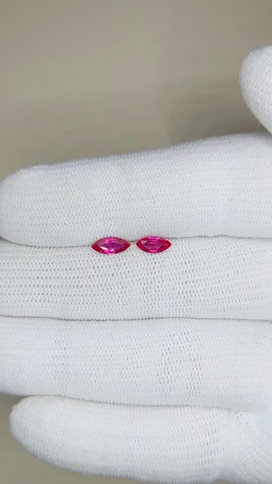 0.72 Ct.Tw.Total Carat Weight Ruby Pair from Mozambique Size Video