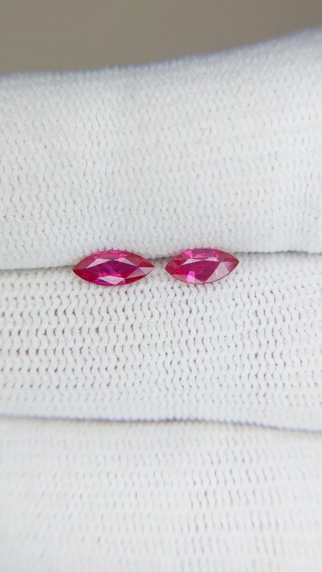 0.72 Ct.Tw.Total Carat Weight Ruby Pair from Mozambique Size Video