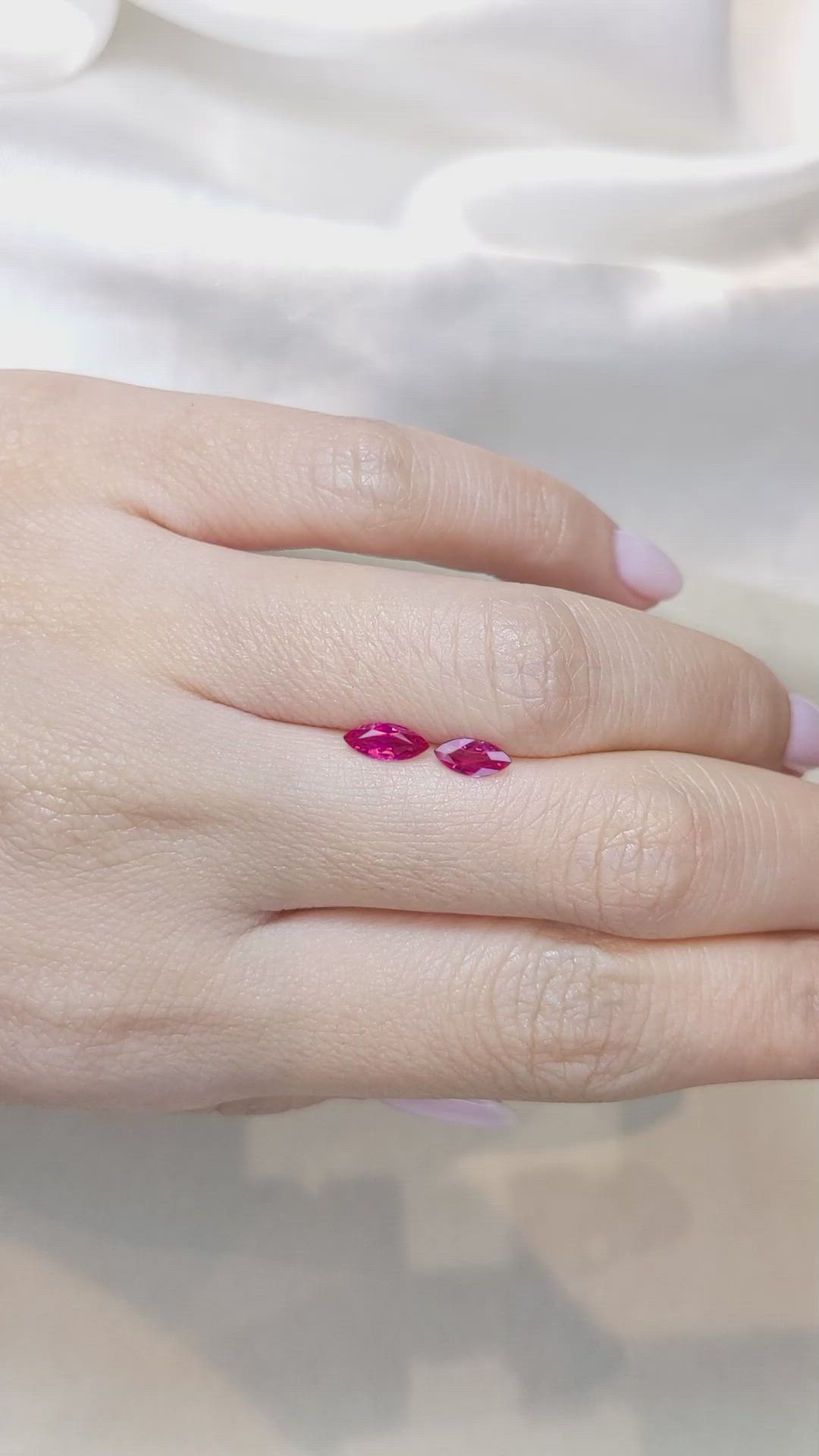 0.72 Ct.Tw.Total Carat Weight Ruby Pair from Mozambique Size Video