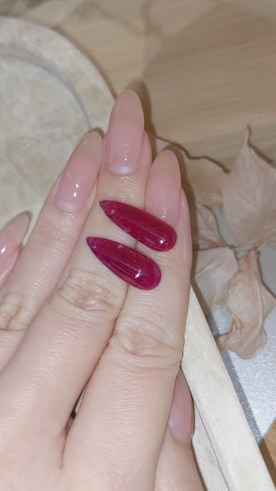 17.02 Ct.Tw.Total Carat Weight Cabochon Ruby Pair from Mozambique Size Video