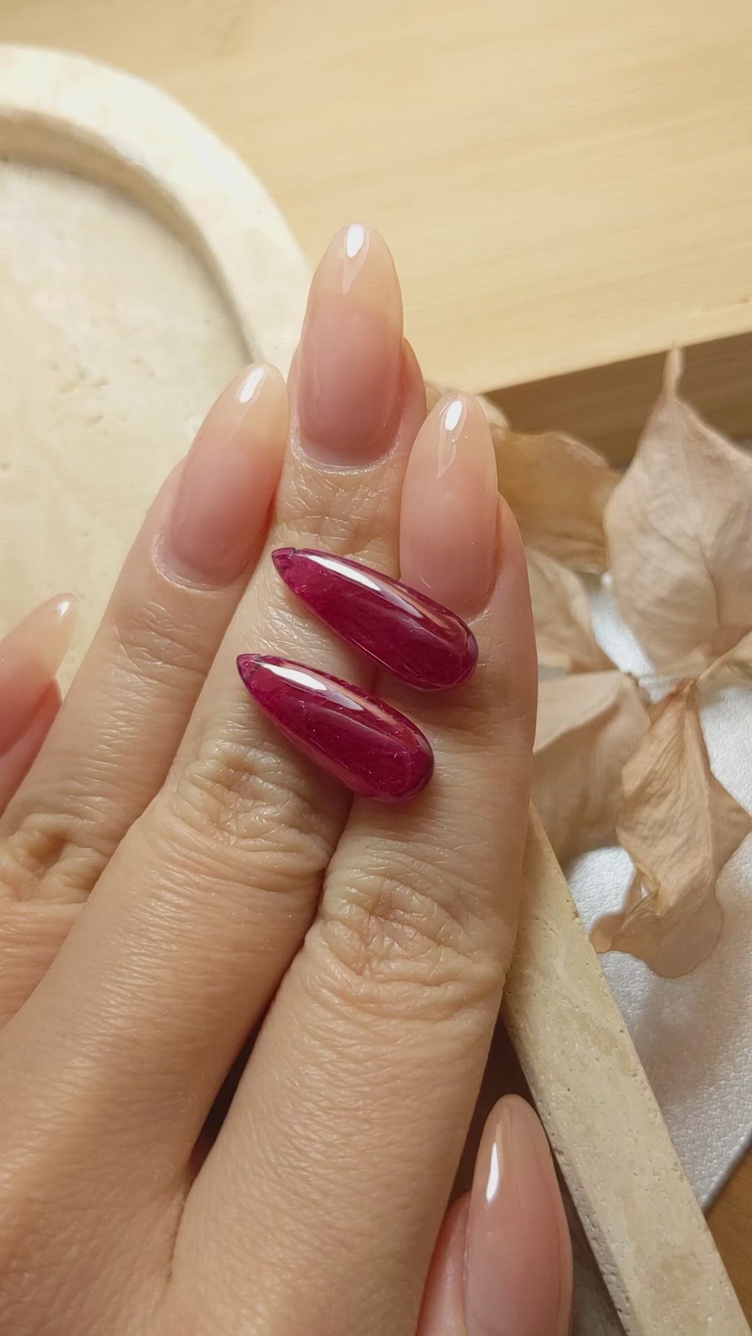 17.02 Ct.Tw.Total Carat Weight Cabochon Ruby Pair from Mozambique Size Video