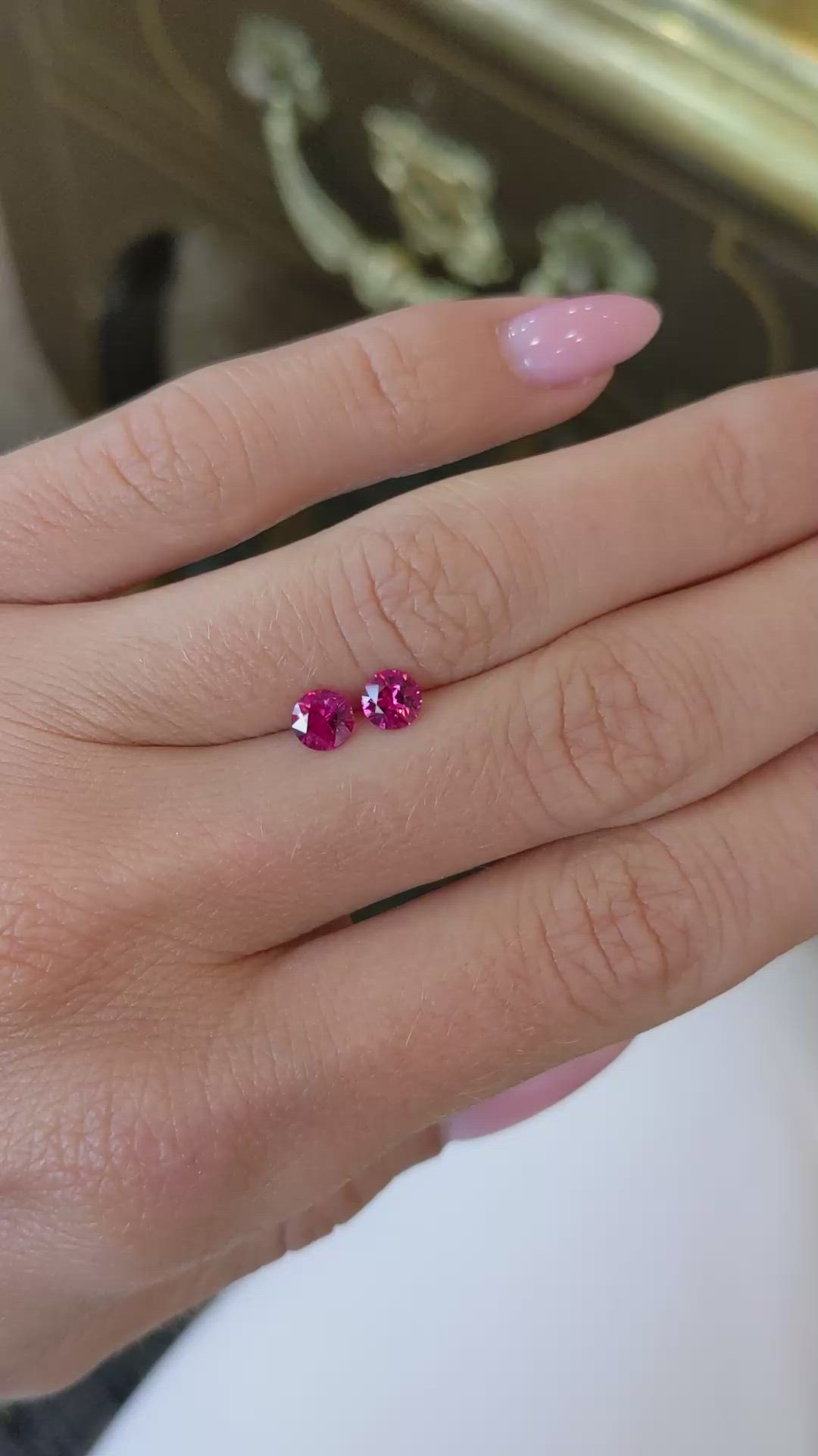 0.82 Ct.Tw.Total Carat Weight Ruby Pair from Burma (Myanmar) Size Video