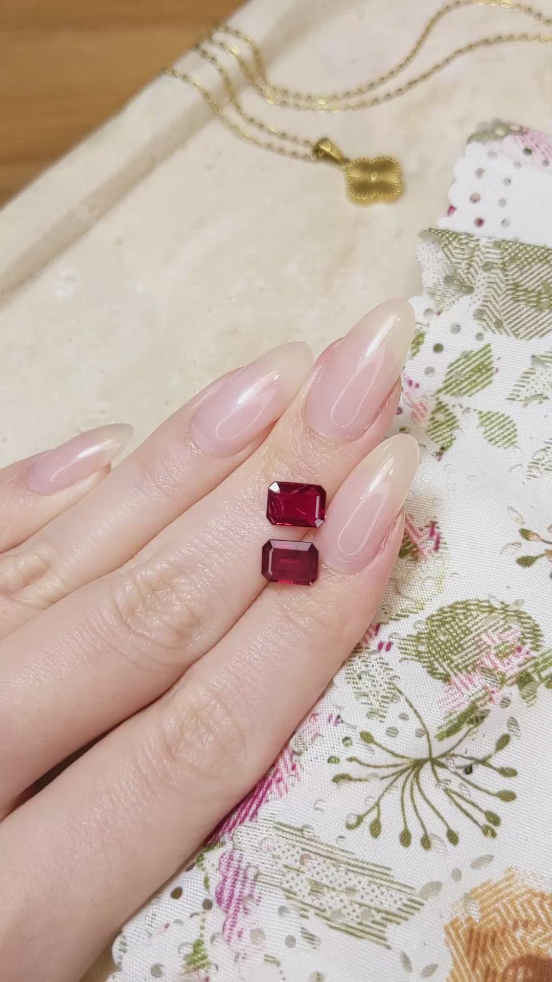 3.05 Ct.Tw.Total Carat Weight Ruby Pair from Mozambique Size Video