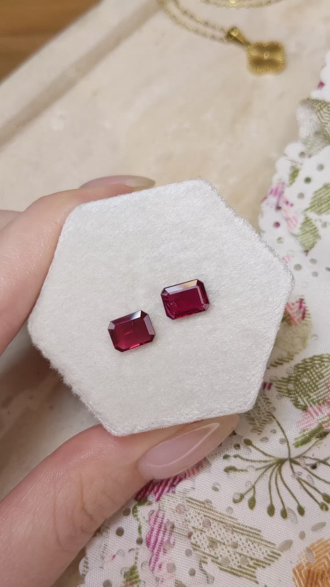 3.05 Ct.Tw.Total Carat Weight Ruby Pair from Mozambique Size Video