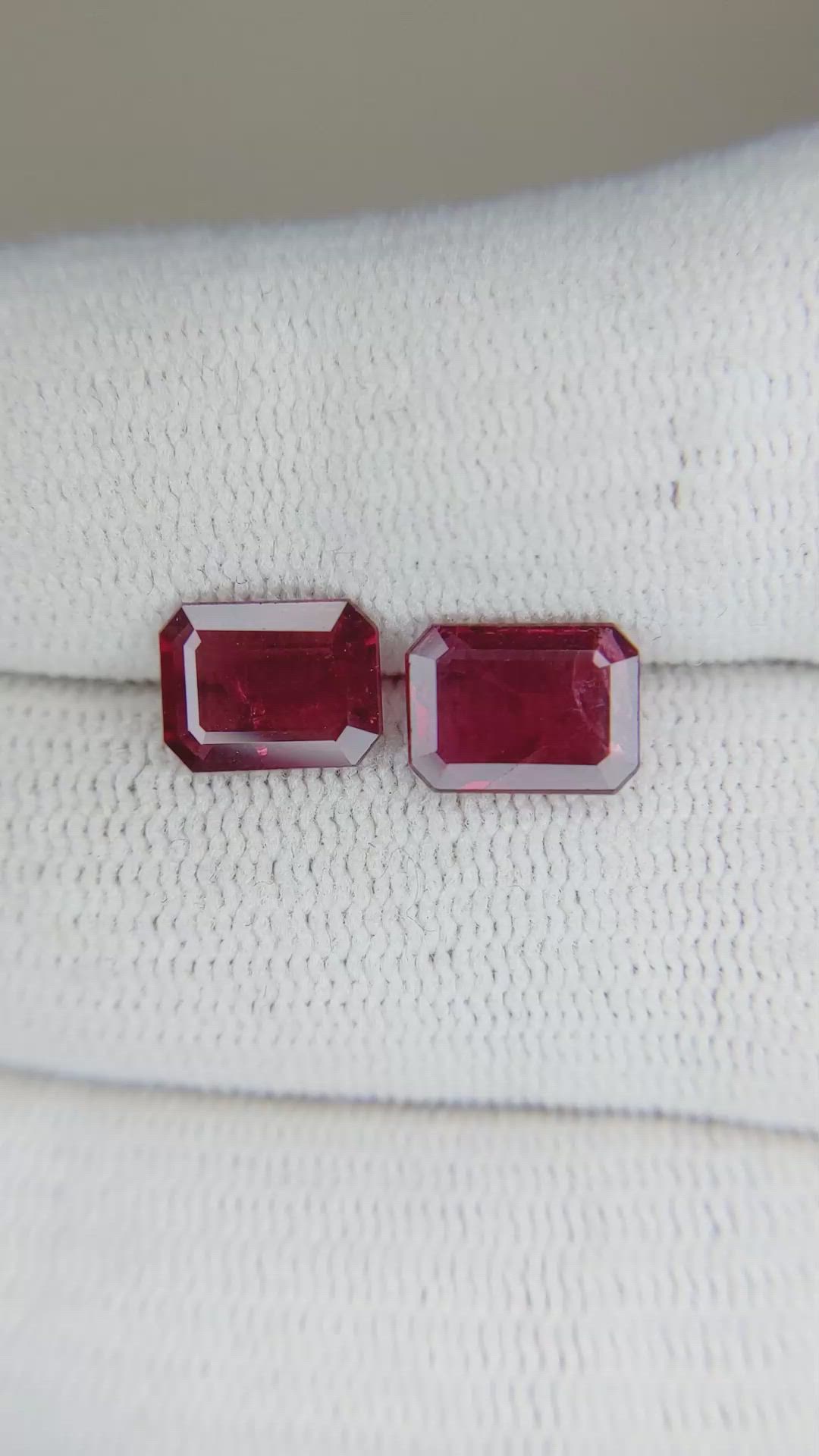 3.05 Ct.Tw.Total Carat Weight Ruby Pair from Mozambique Size Video