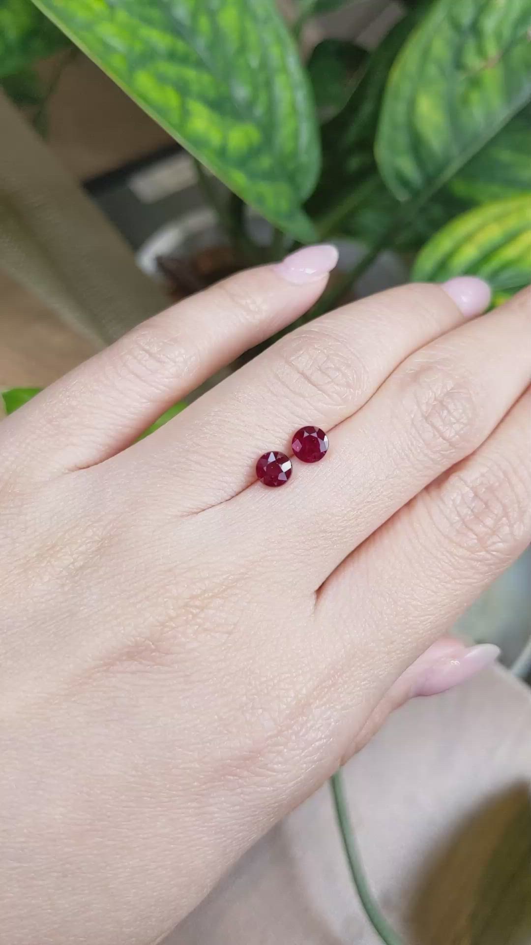 1.62 Ct.Tw.Total Carat Weight Ruby Pair from Mozambique Size Video