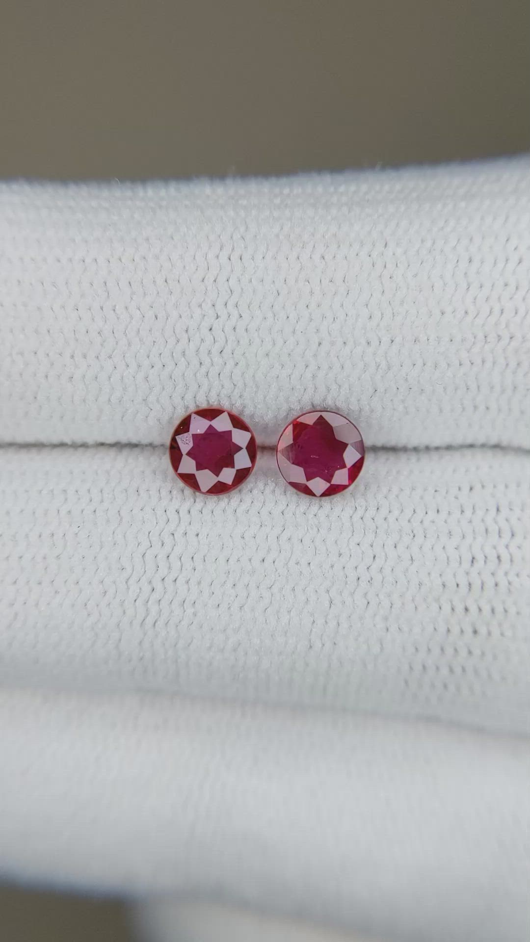 0.95 Ct.Tw.Total Carat Weight Ruby Pair from Mozambique Size Video