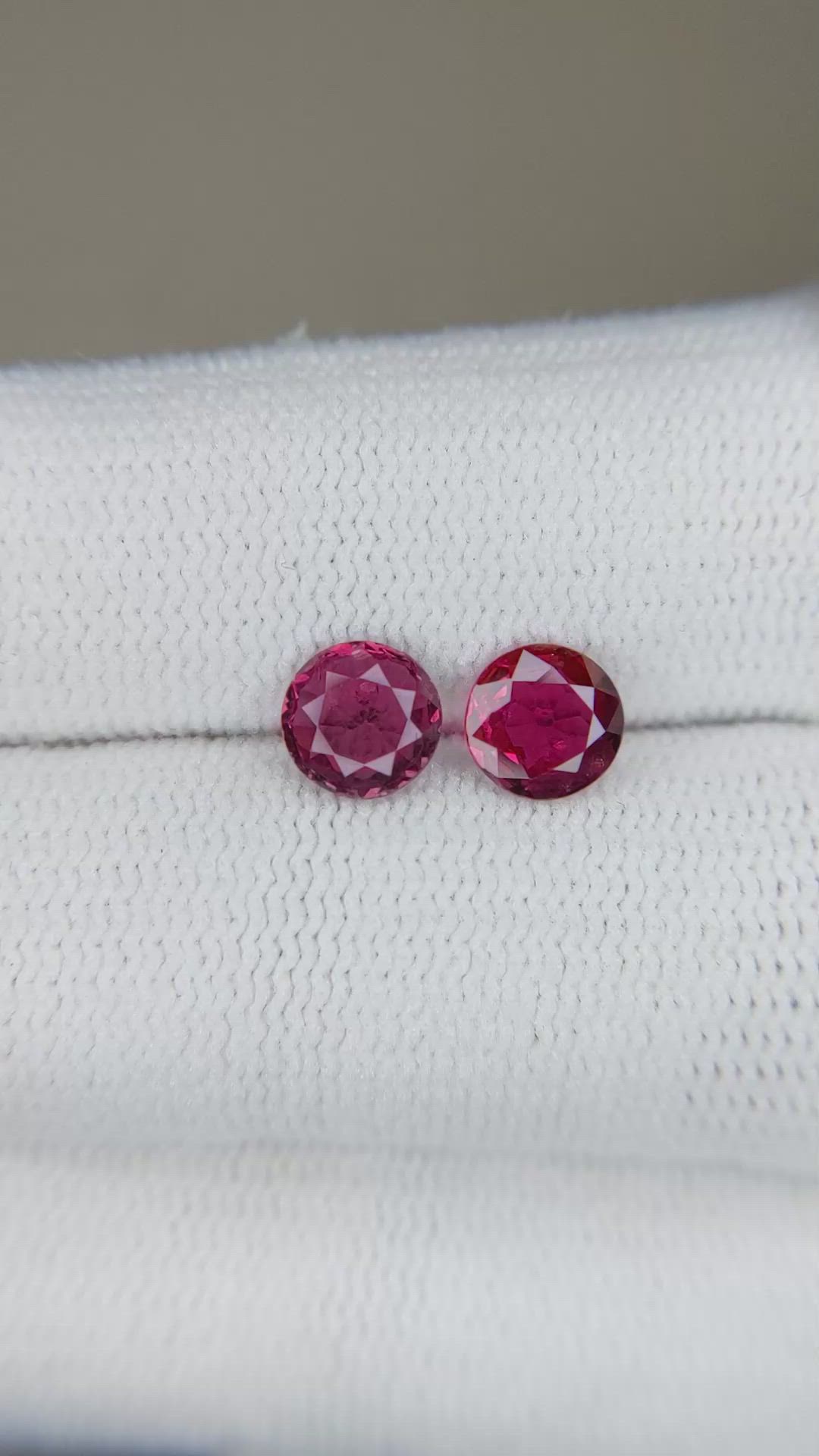 1.28 Ct.Tw.Total Carat Weight Ruby Pair from Mozambique Size Video