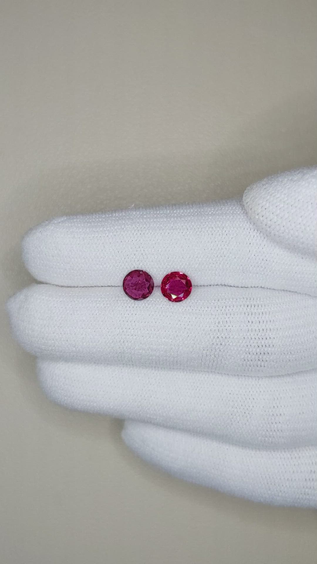 1.28 Ct.Tw.Total Carat Weight Ruby Pair from Mozambique Size Video