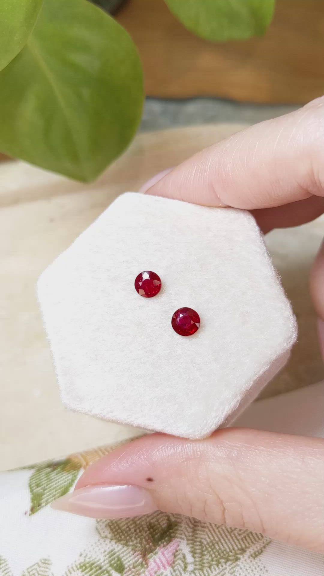 1.20 Ct.Tw.Total Carat Weight Ruby Pair from Mozambique Size Video