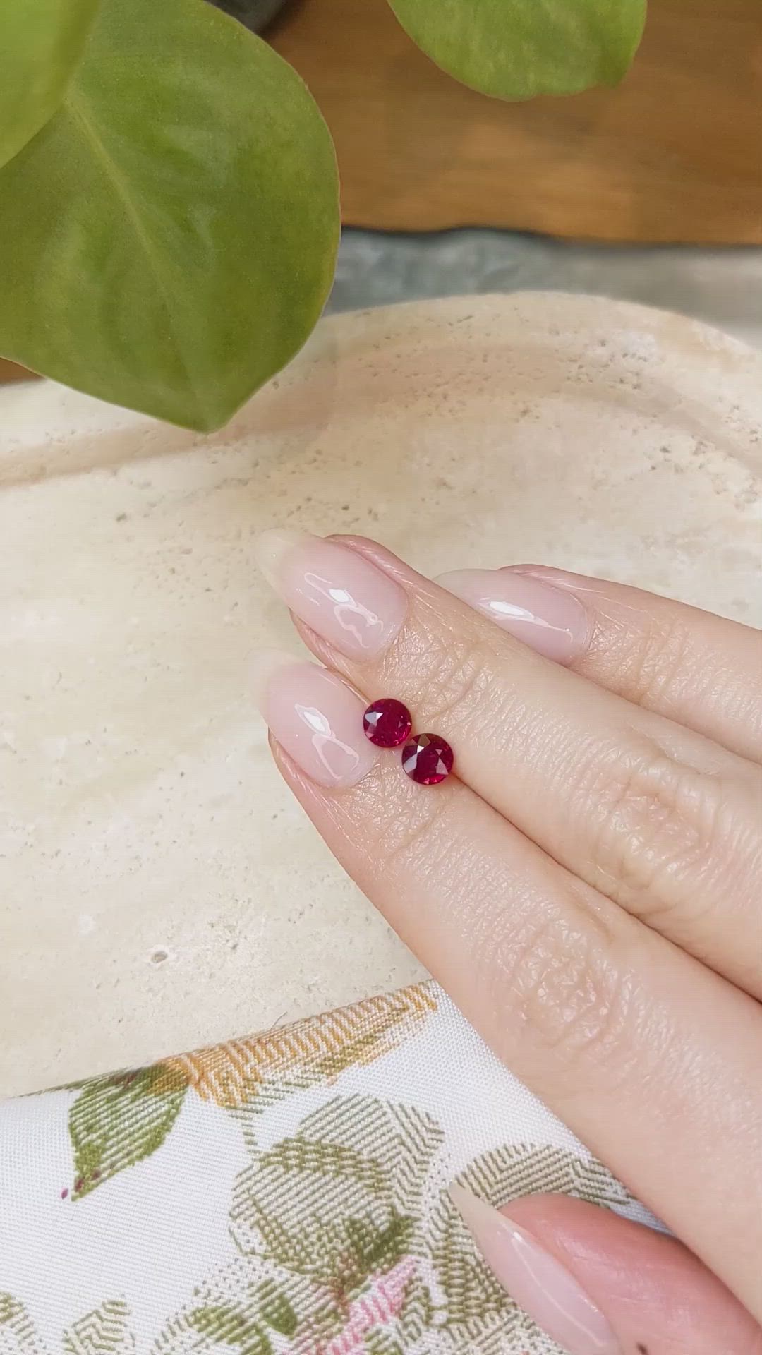 1.20 Ct.Tw.Total Carat Weight Ruby Pair from Mozambique Size Video