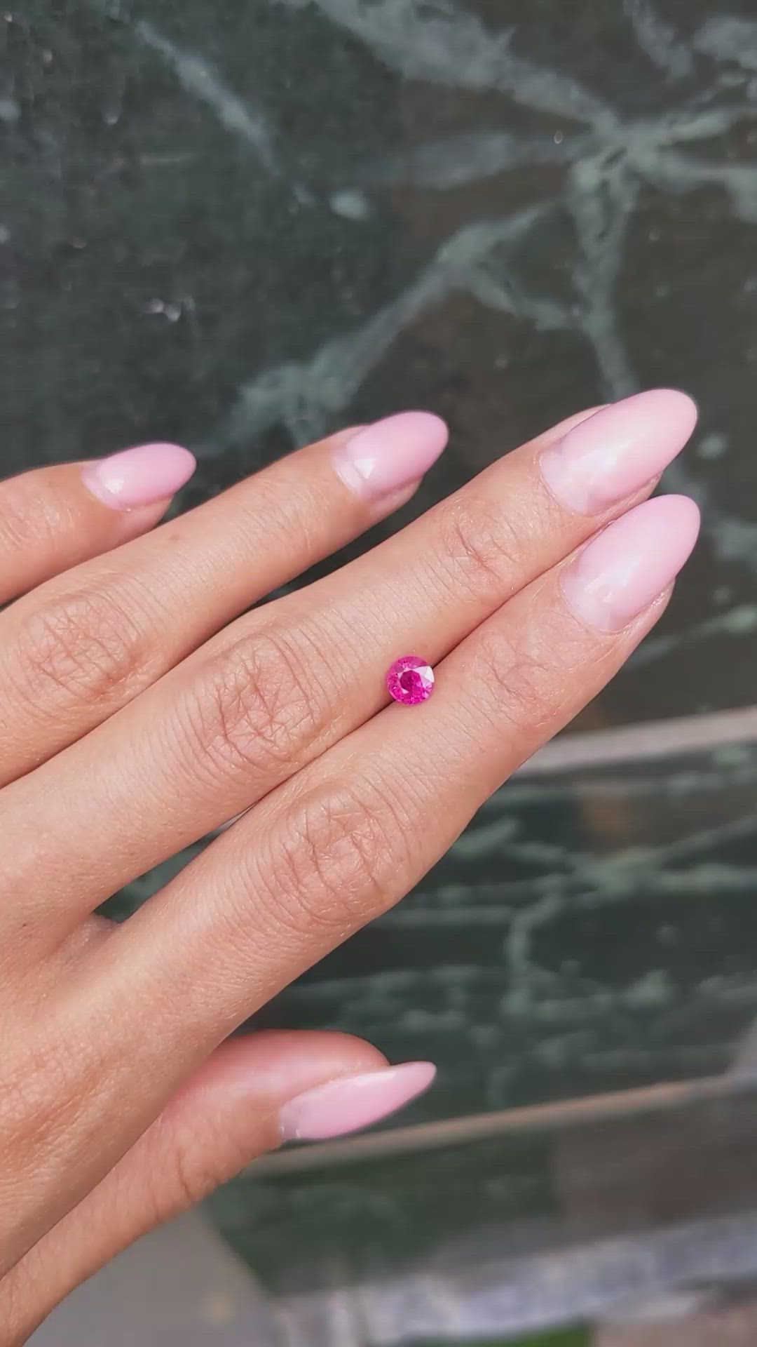 0.68 Ct. Pinkish Red Ruby from Burma (Myanmar) Size Video