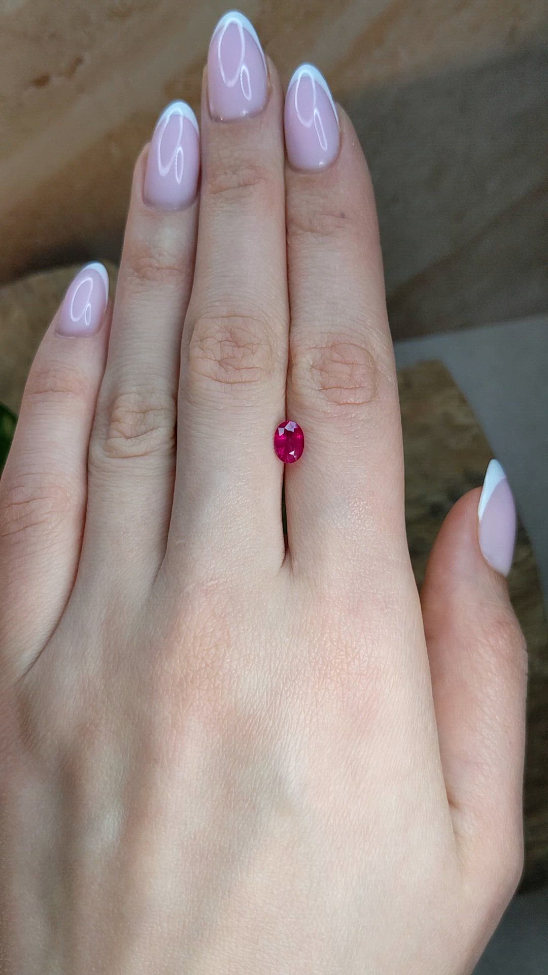 0.97 Ct. Pinkish Red Ruby from Burma (Myanmar) Size Video