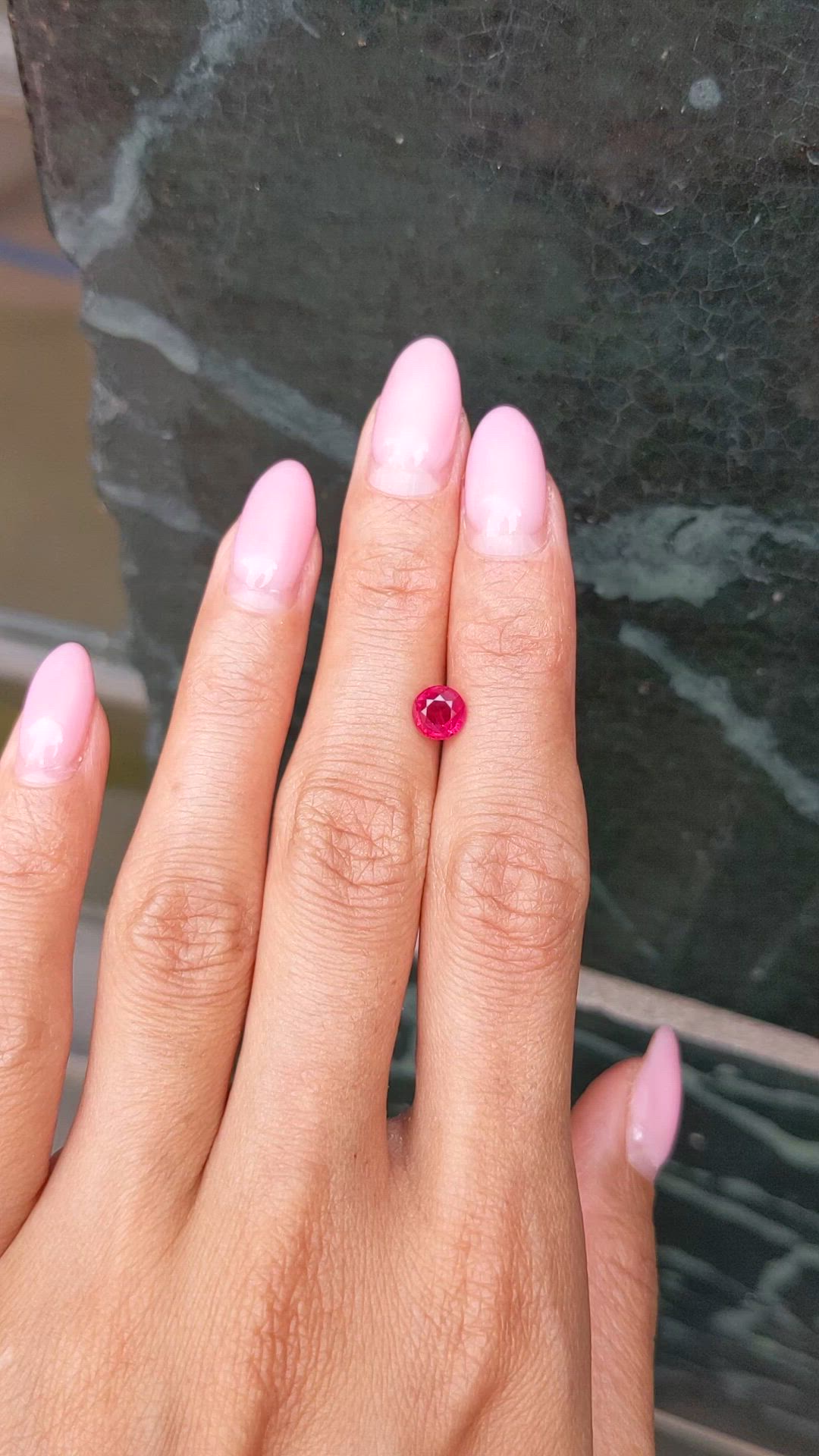 0.94 Ct. Pinkish Red Ruby from Burma (Myanmar) Size Video