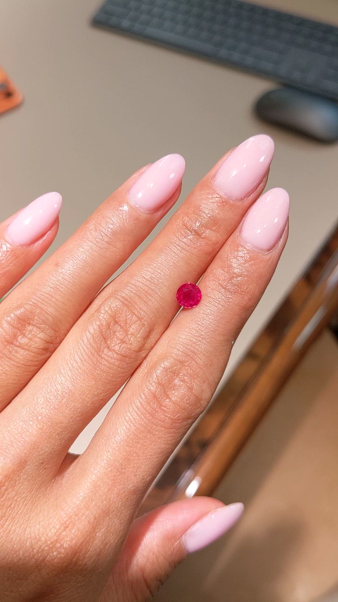 0.84 Ct. Pinkish Red Ruby from Burma (Myanmar) Size Video