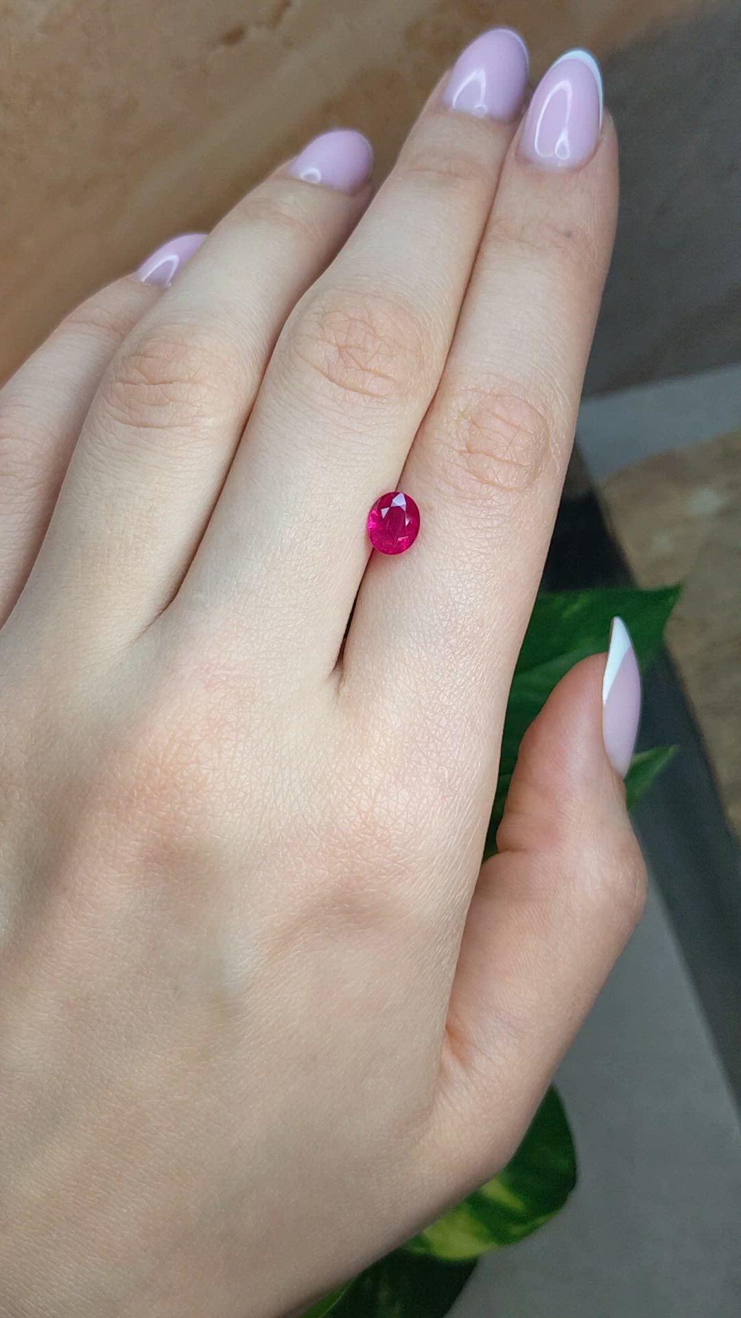 1.24 Ct. Pinkish Red Ruby from Burma (Myanmar) Size Video